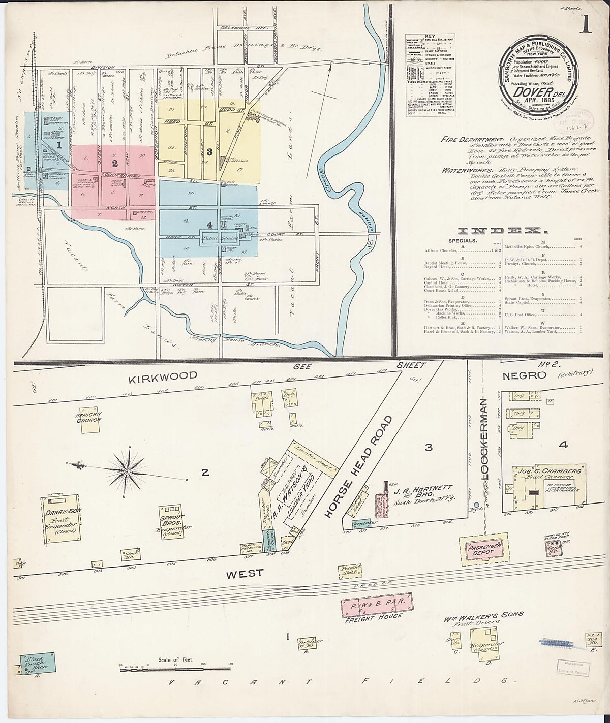 Dover, Kent County, Delaware 1885 (Sheet 1 of 4) by Relic Map Company