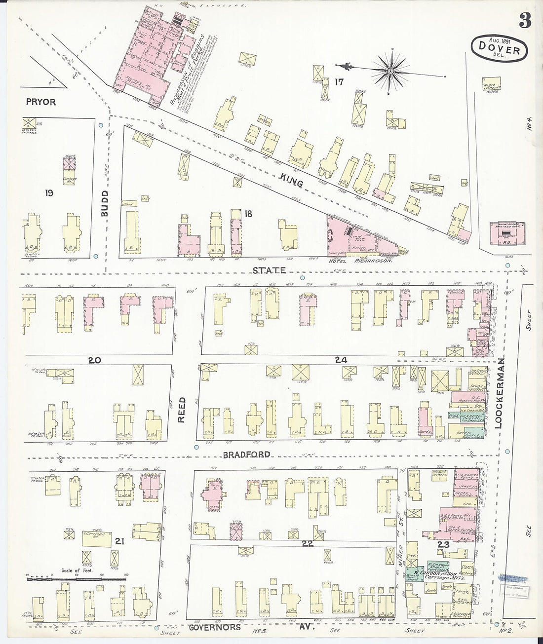 This old map of Dover, Kent County, Delaware was created by Sanborn Map Company in 1891