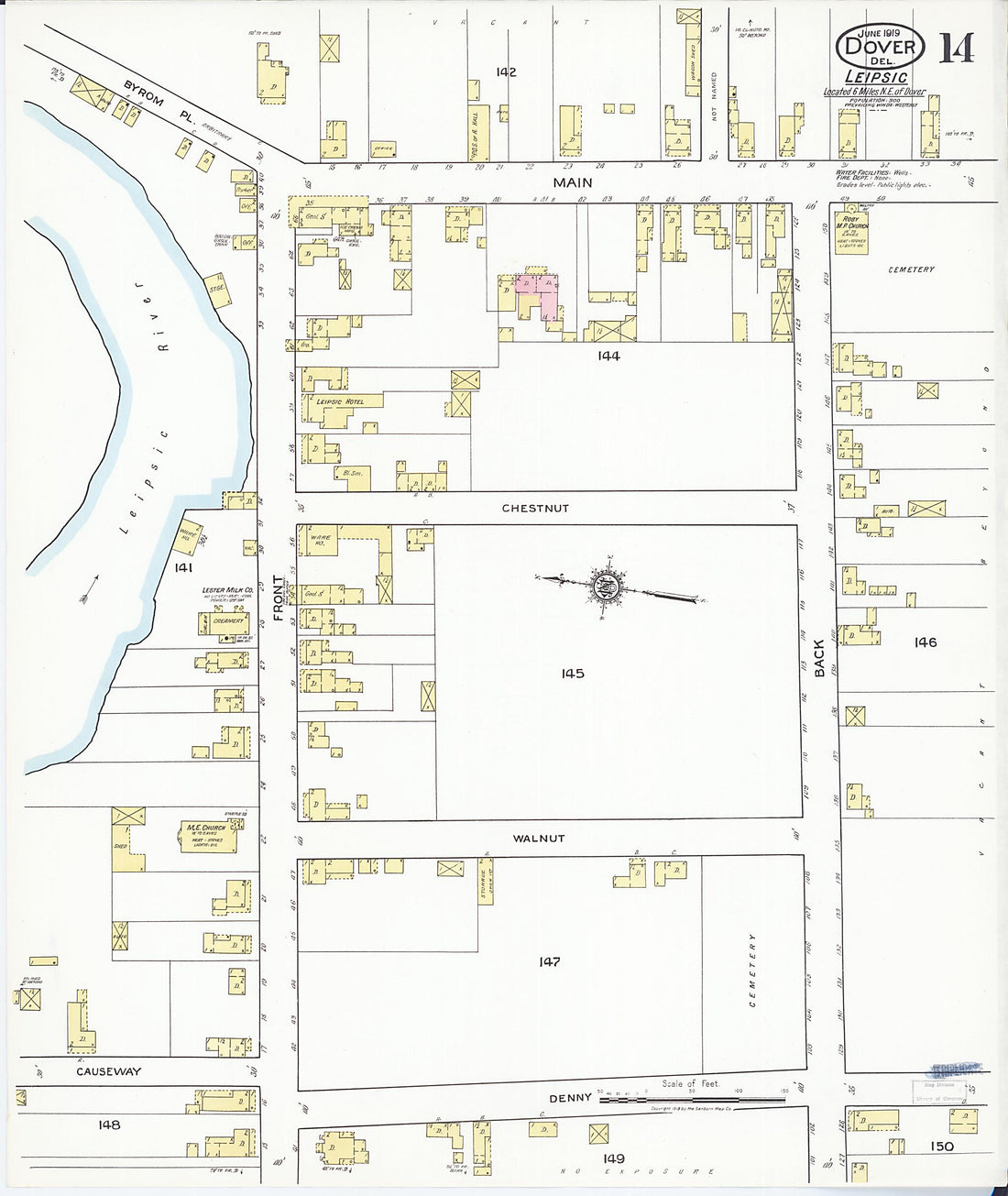 This old map of Dover, Kent County, Delaware was created by Sanborn Map Company in 1919