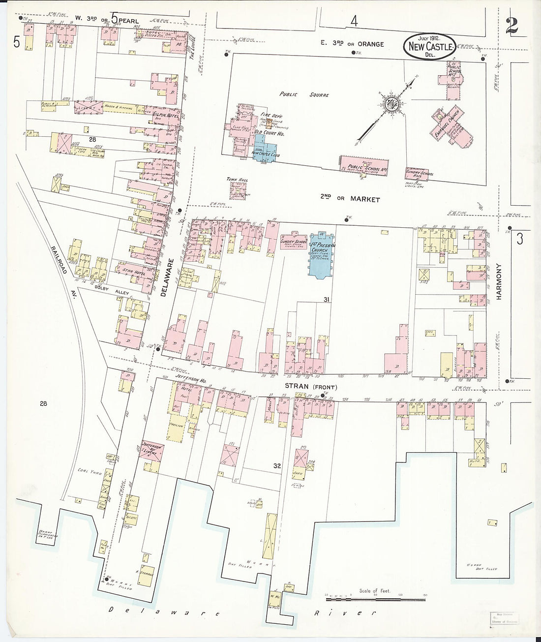 This old map of New Castle, New Castle County, Delaware was created by Sanborn Map Company in 1912