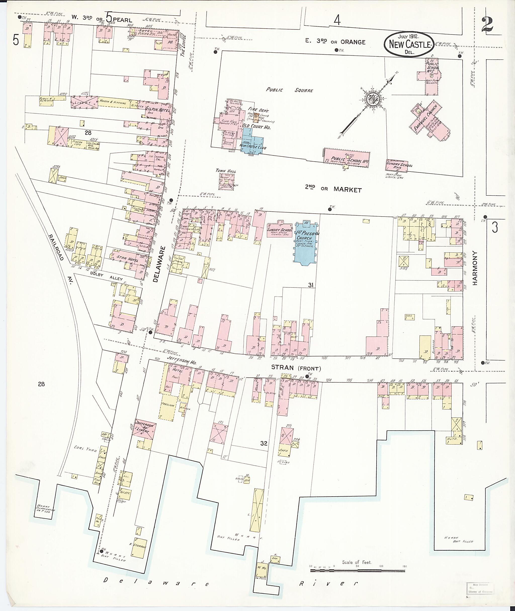 This old map of New Castle, New Castle County, Delaware was created by Sanborn Map Company in 1912