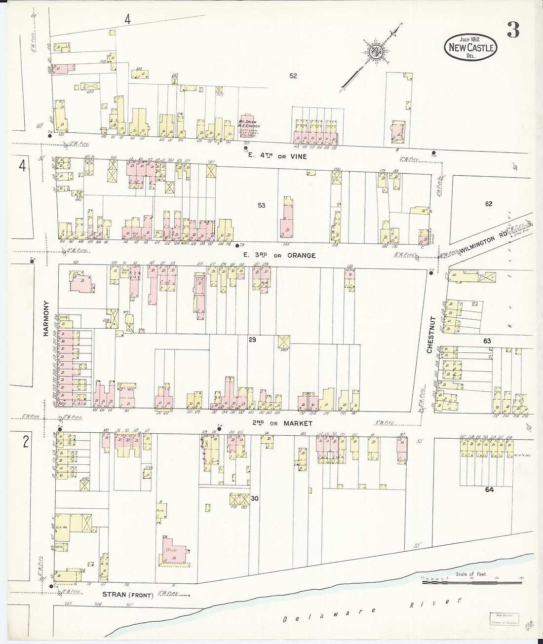 This old map of New Castle, New Castle County, Delaware was created by Sanborn Map Company in 1912