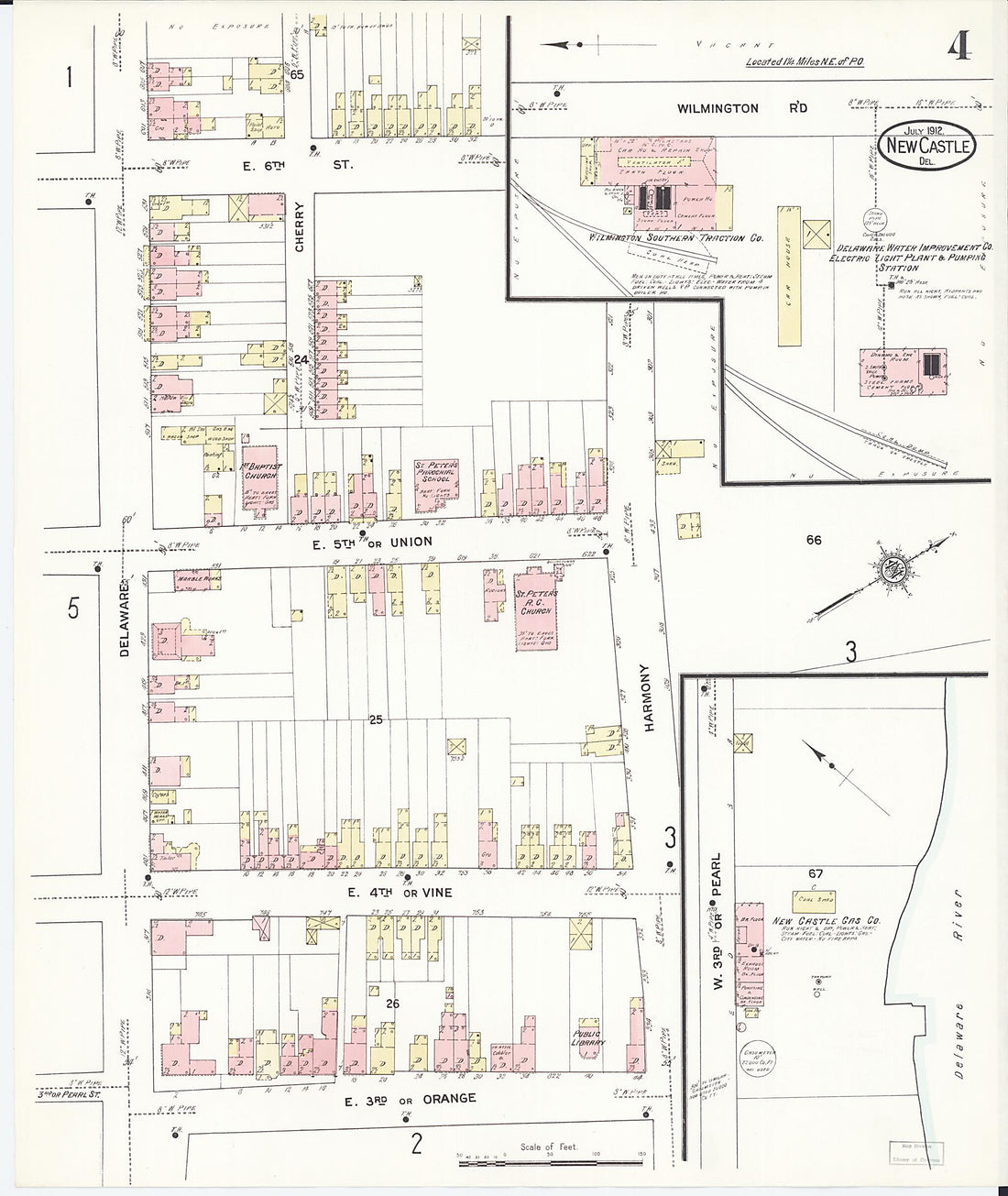 This old map of New Castle, New Castle County, Delaware was created by Sanborn Map Company in 1912