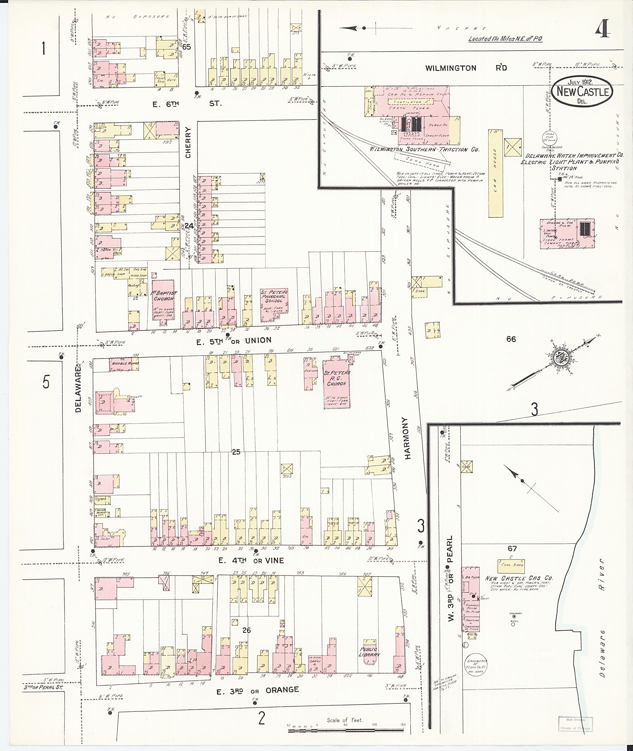 This old map of New Castle, New Castle County, Delaware was created by Sanborn Map Company in 1912