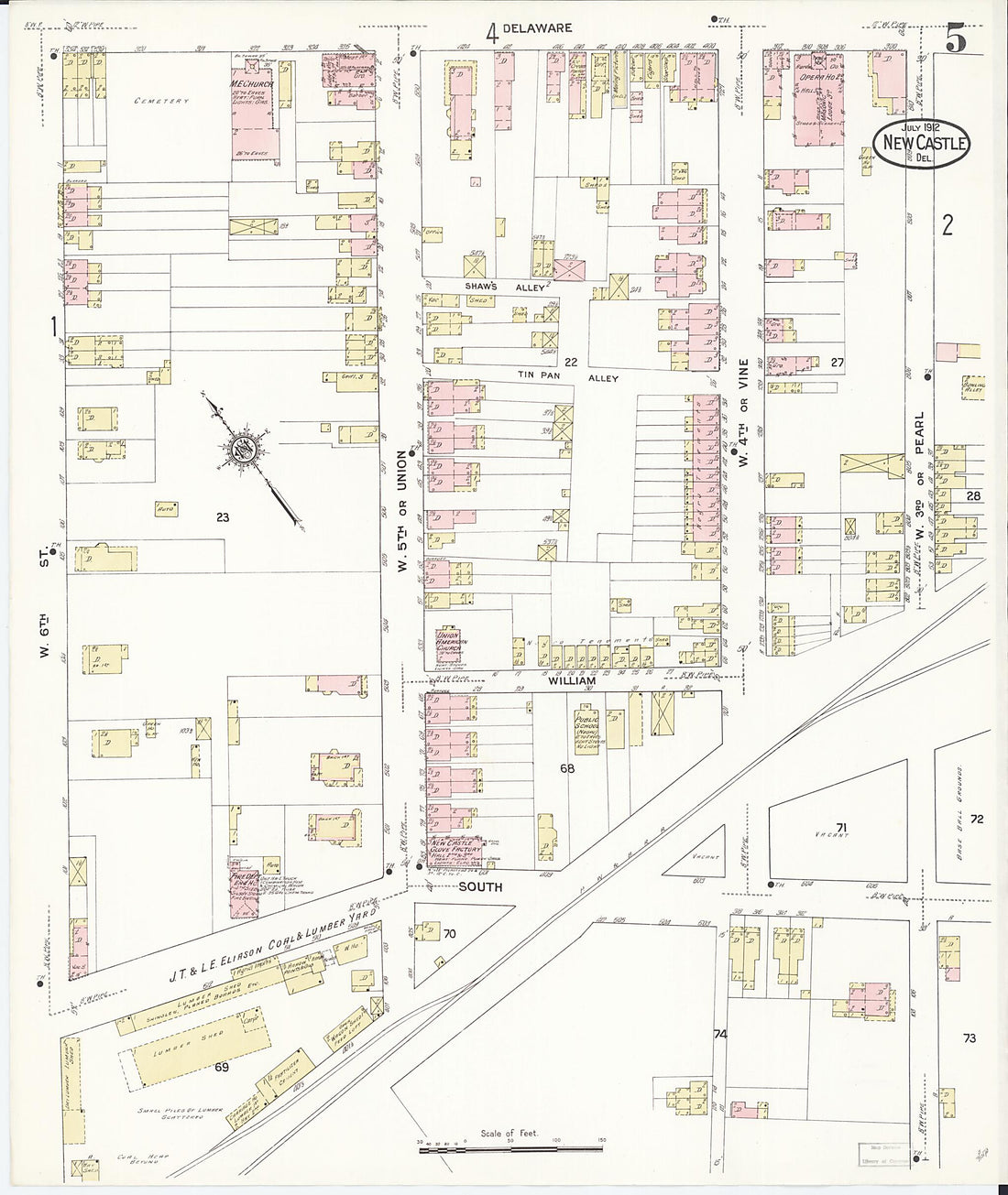 This old map of New Castle, New Castle County, Delaware was created by Sanborn Map Company in 1912