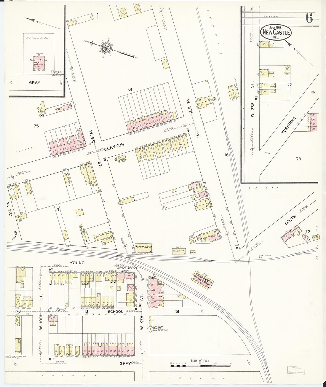 This old map of New Castle, New Castle County, Delaware was created by Sanborn Map Company in 1912