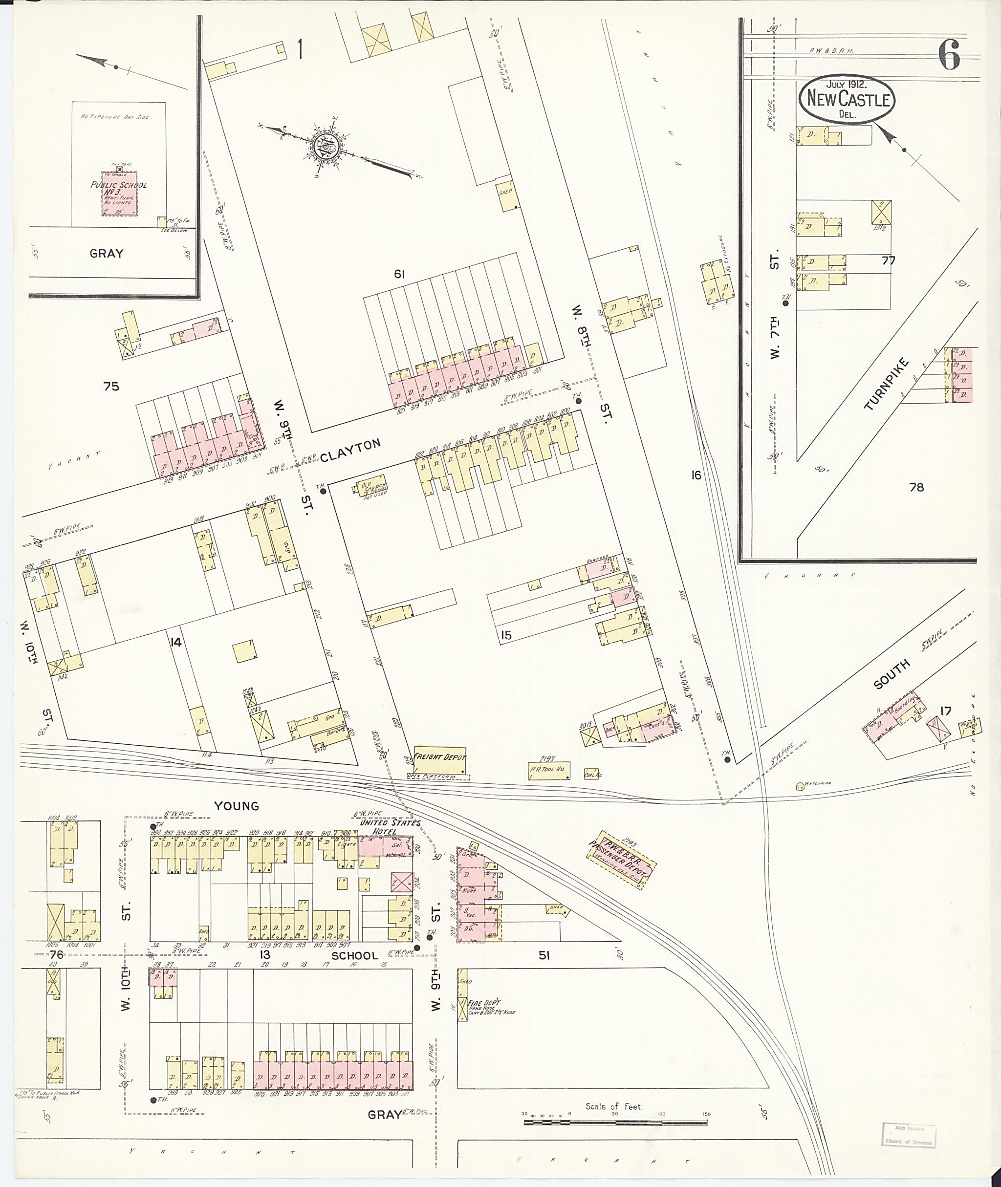 This old map of New Castle, New Castle County, Delaware was created by Sanborn Map Company in 1912
