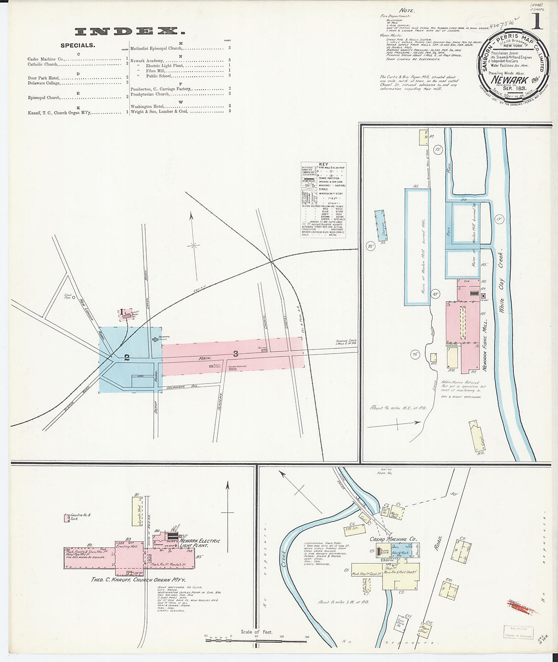 This old map of Newark, New Castle County, Delaware was created by Sanborn Map Company in 1891