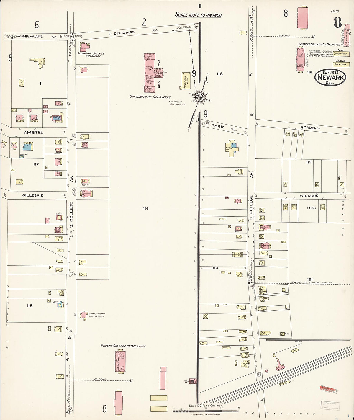 Newark, Castle County, Delaware 1922 (Sheet 8 of 9) by Relic Map Company