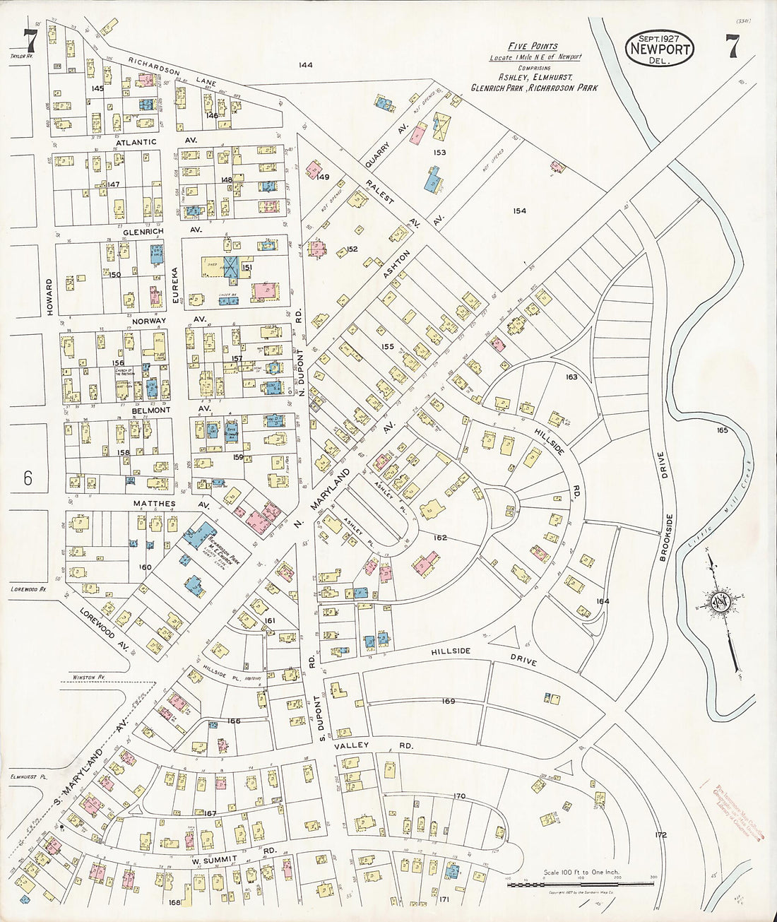 This old map of Richardson Park, New Castle County, Delaware was created by Sanborn Map Company in 1927