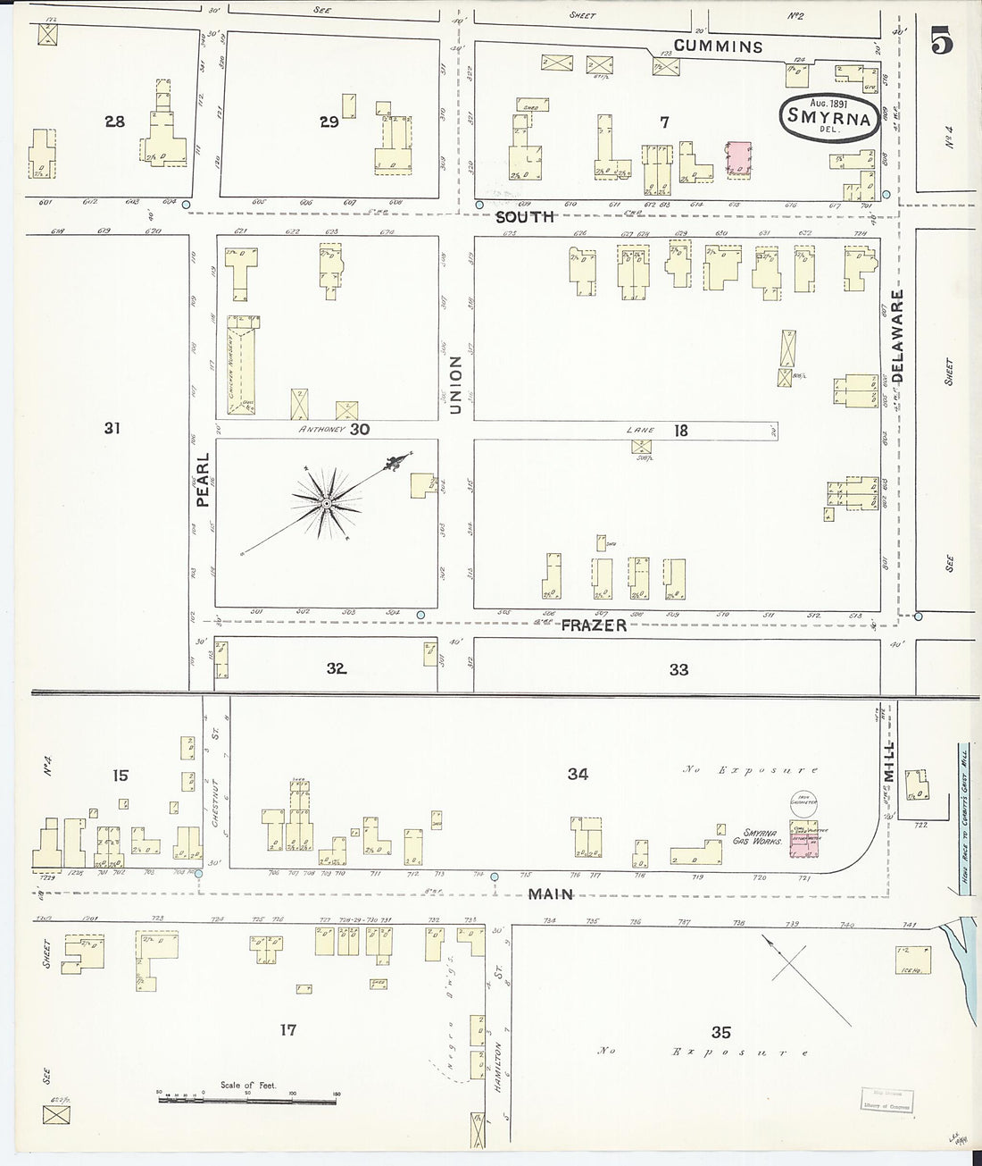 This old map of Smyrna, Kent County, Delaware was created by Sanborn Map Company in 1891