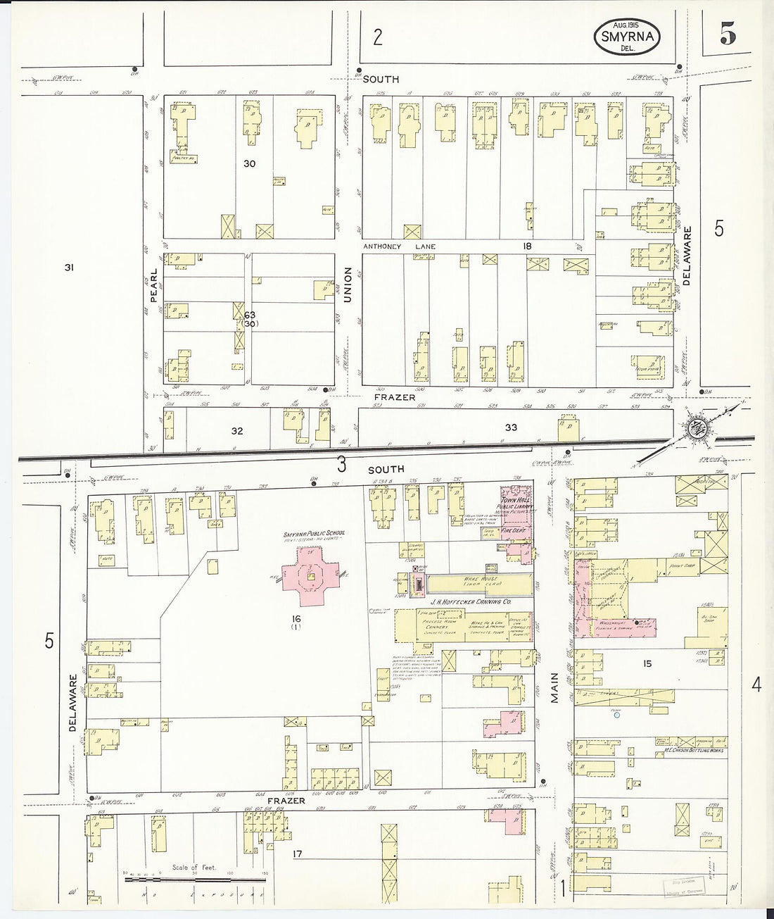 This old map of Smyrna, Kent County, Delaware was created by Sanborn Map Company in 1915