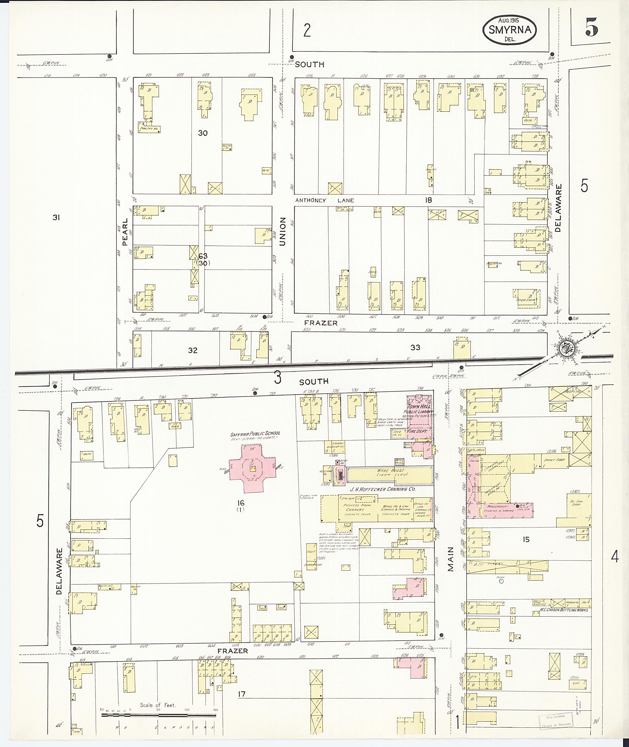 This old map of Smyrna, Kent County, Delaware was created by Sanborn Map Company in 1915
