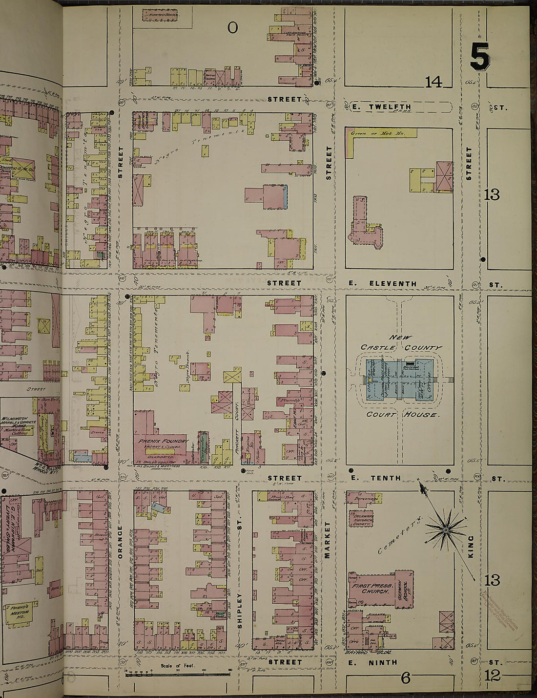 This old map of Wilmington, New Castle County, Delaware was created by Sanborn Map Company in 1884