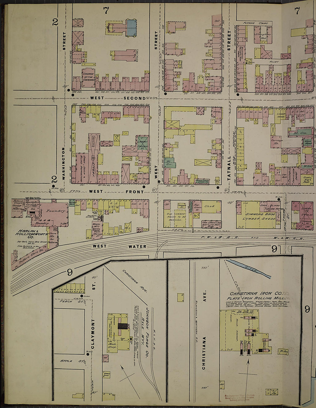 This old map of Wilmington, New Castle County, Delaware was created by Sanborn Map Company in 1884