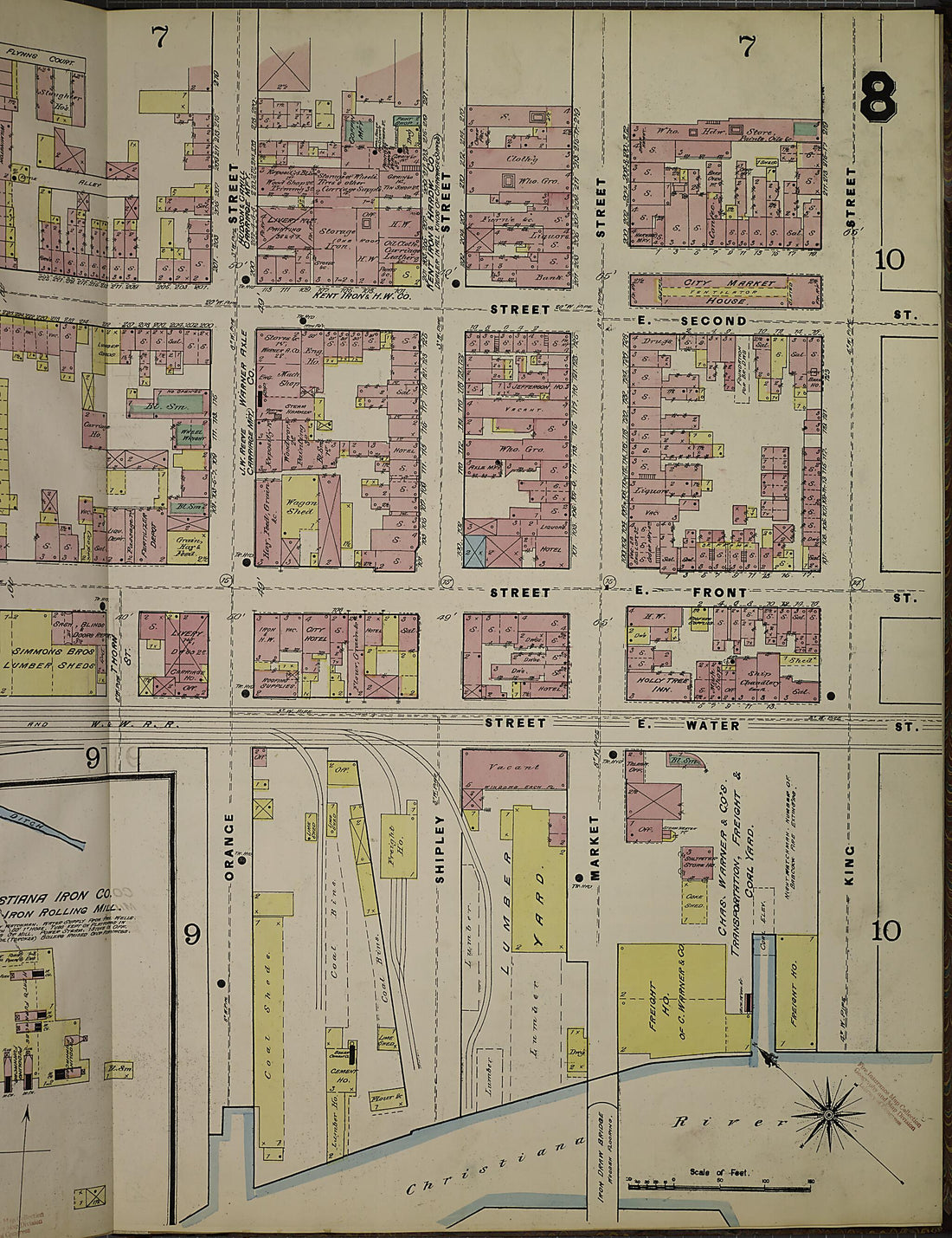 This old map of Wilmington, New Castle County, Delaware was created by Sanborn Map Company in 1884