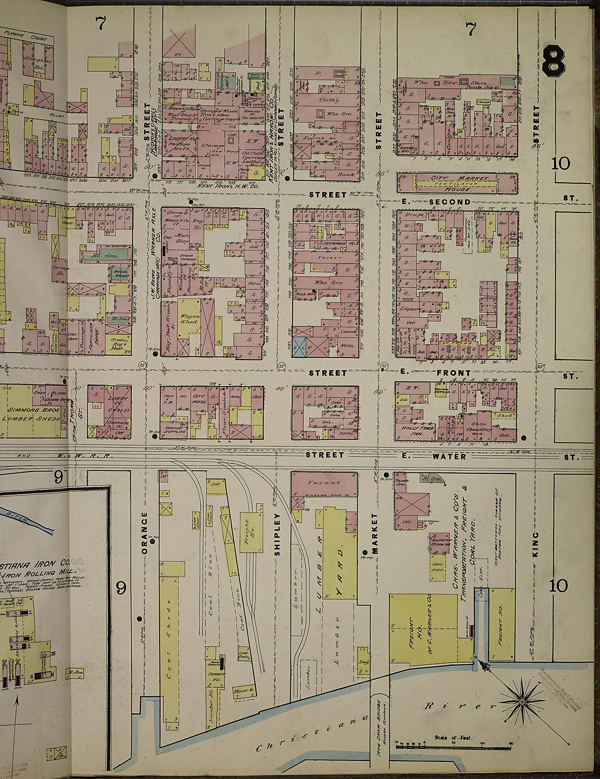 This old map of Wilmington, New Castle County, Delaware was created by Sanborn Map Company in 1884