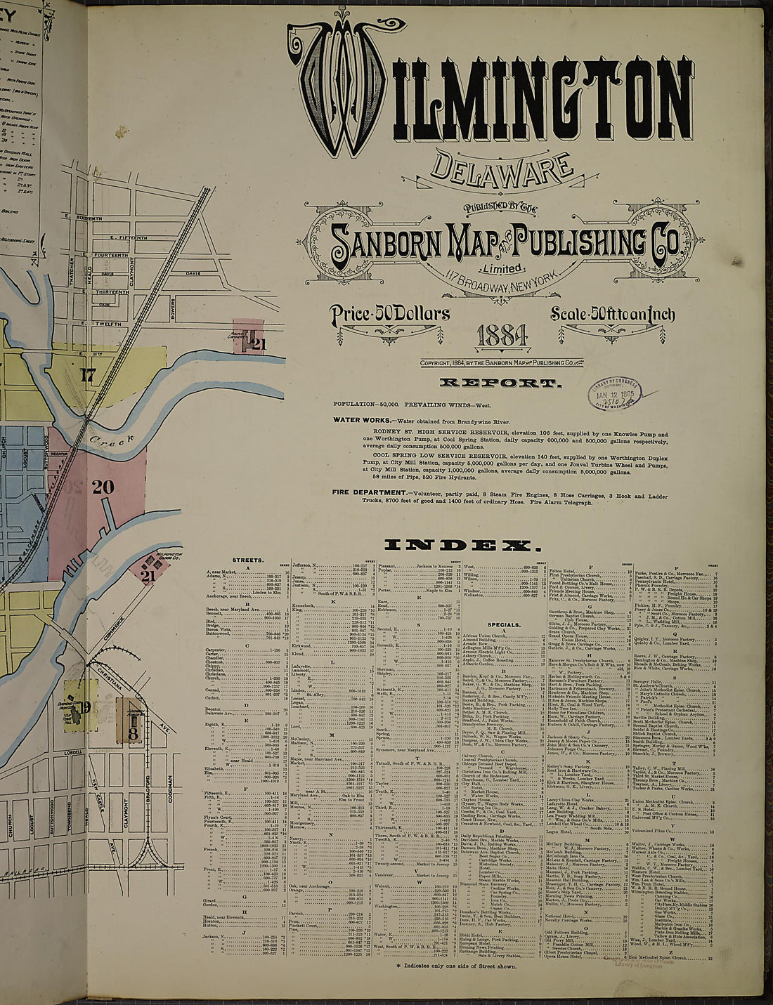 This old map of Wilmington, New Castle County, Delaware was created by Sanborn Map Company in 1884
