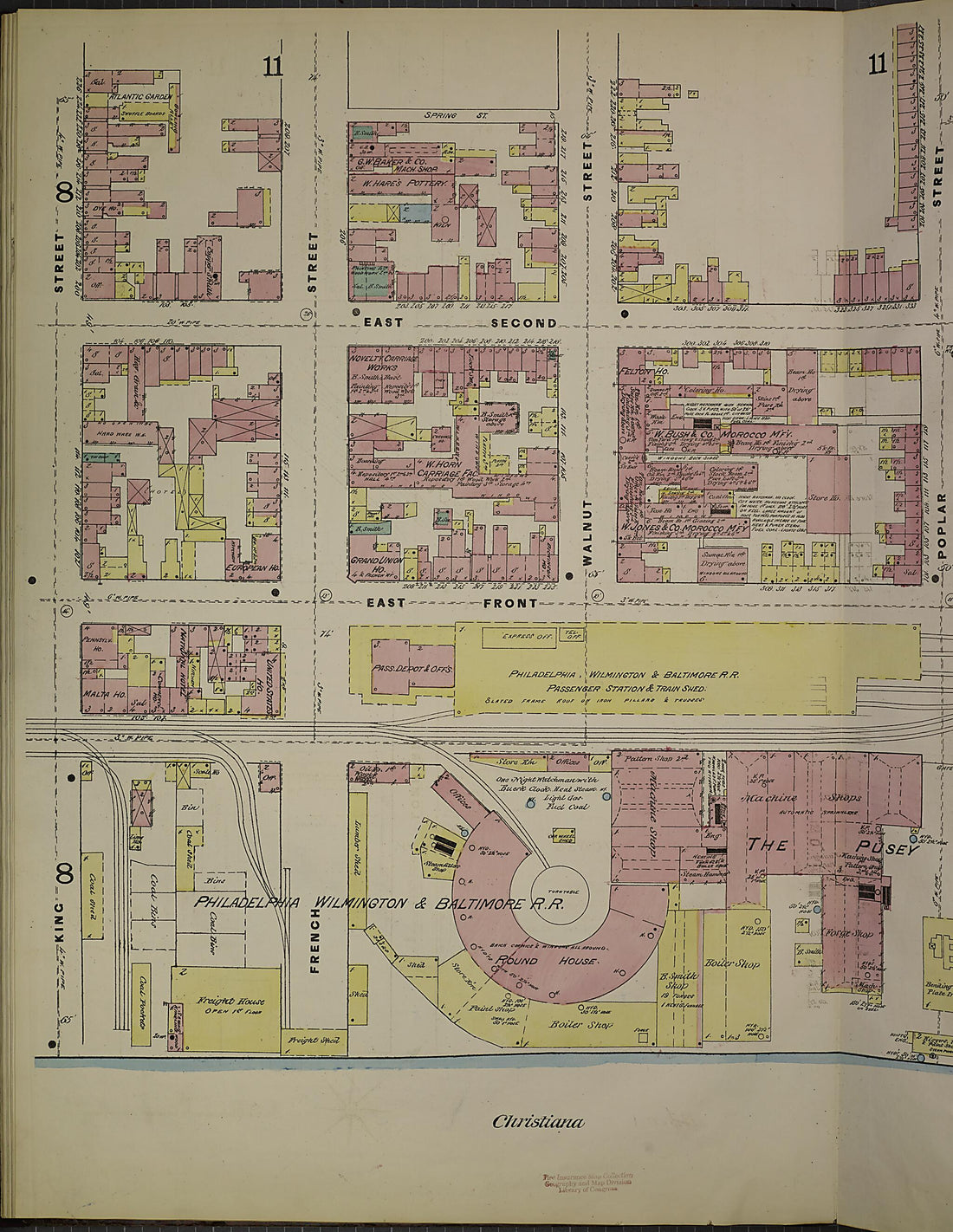 This old map of Wilmington, New Castle County, Delaware was created by Sanborn Map Company in 1884
