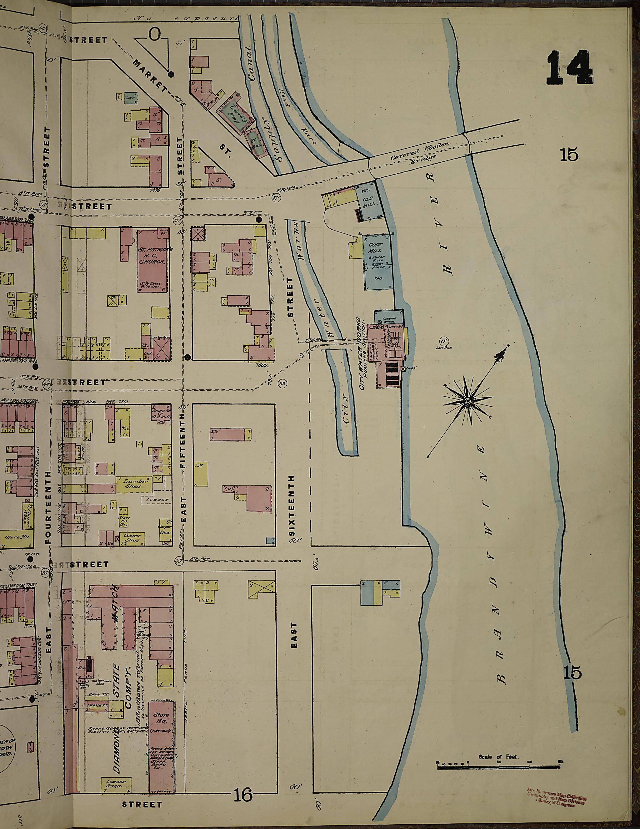 This old map of Wilmington, New Castle County, Delaware was created by Sanborn Map Company in 1884