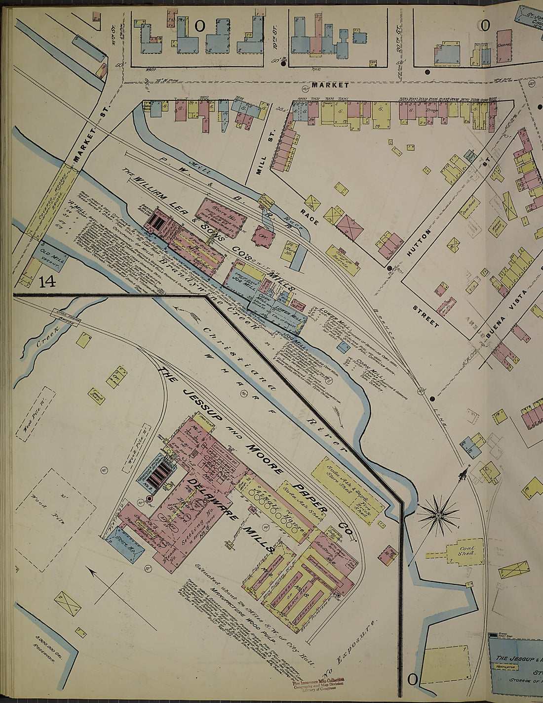 This old map of Wilmington, New Castle County, Delaware was created by Sanborn Map Company in 1884