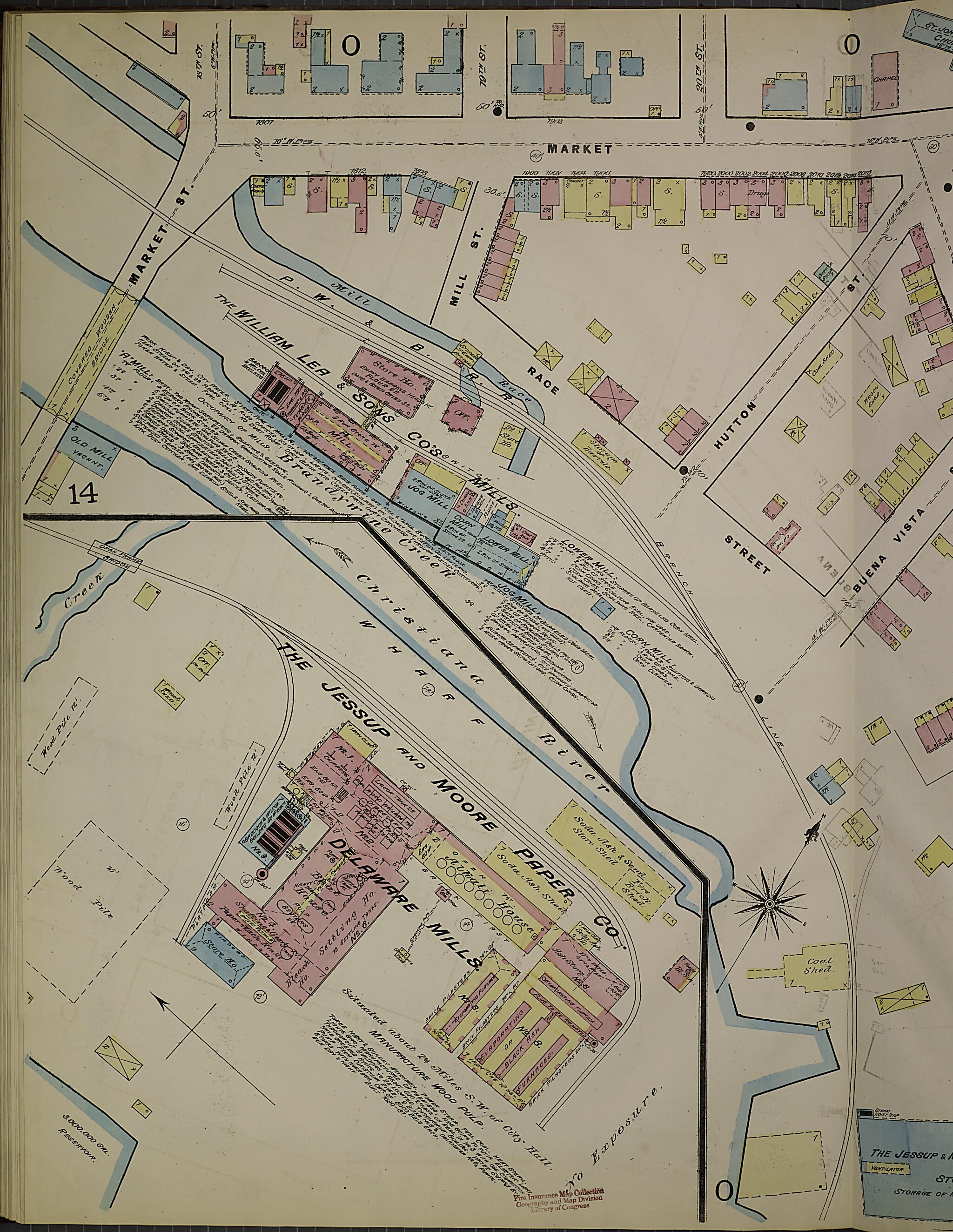 This old map of Wilmington, New Castle County, Delaware was created by Sanborn Map Company in 1884