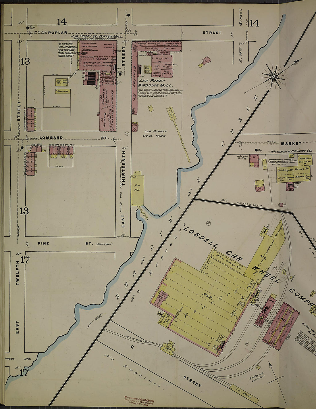 This old map of Wilmington, New Castle County, Delaware was created by Sanborn Map Company in 1884