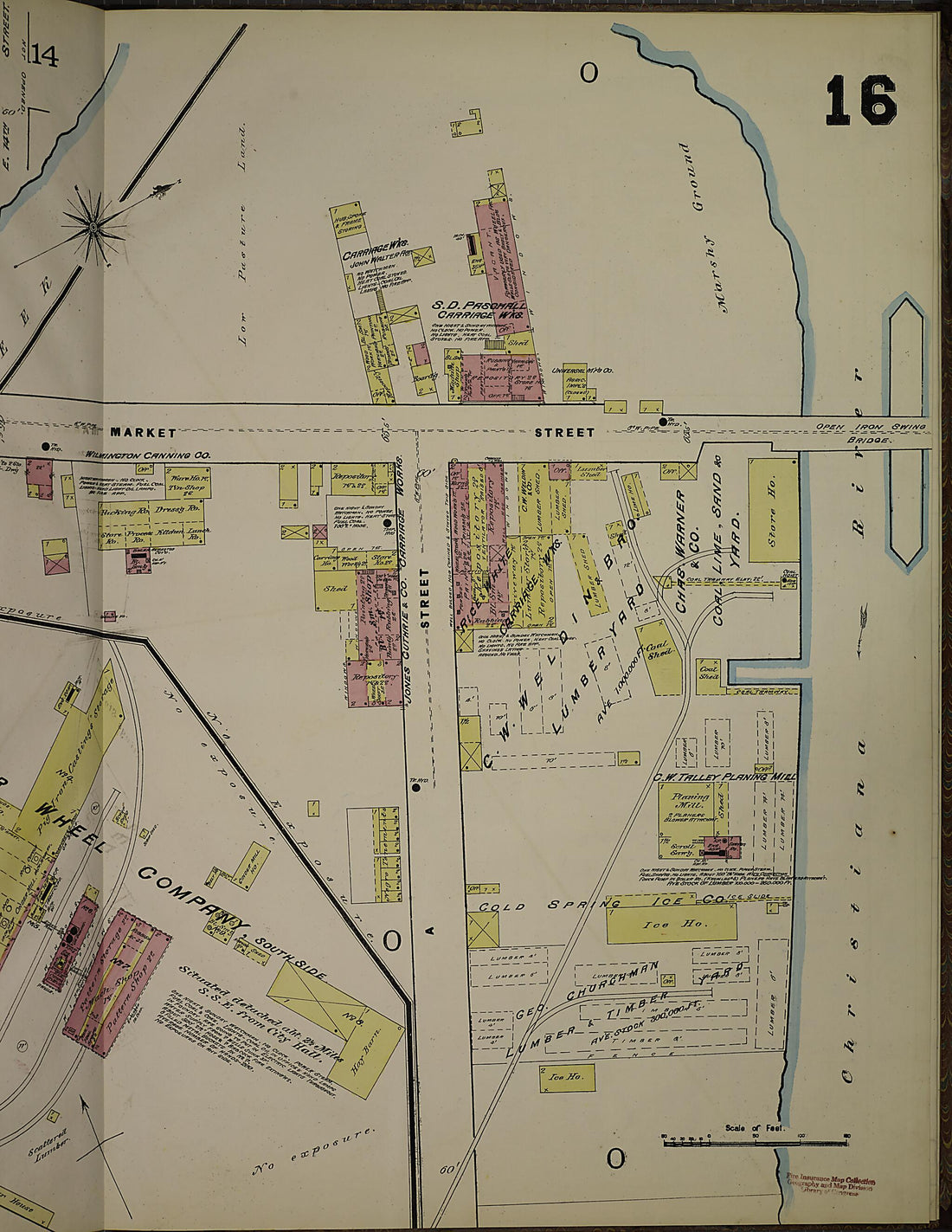 This old map of Wilmington, New Castle County, Delaware was created by Sanborn Map Company in 1884