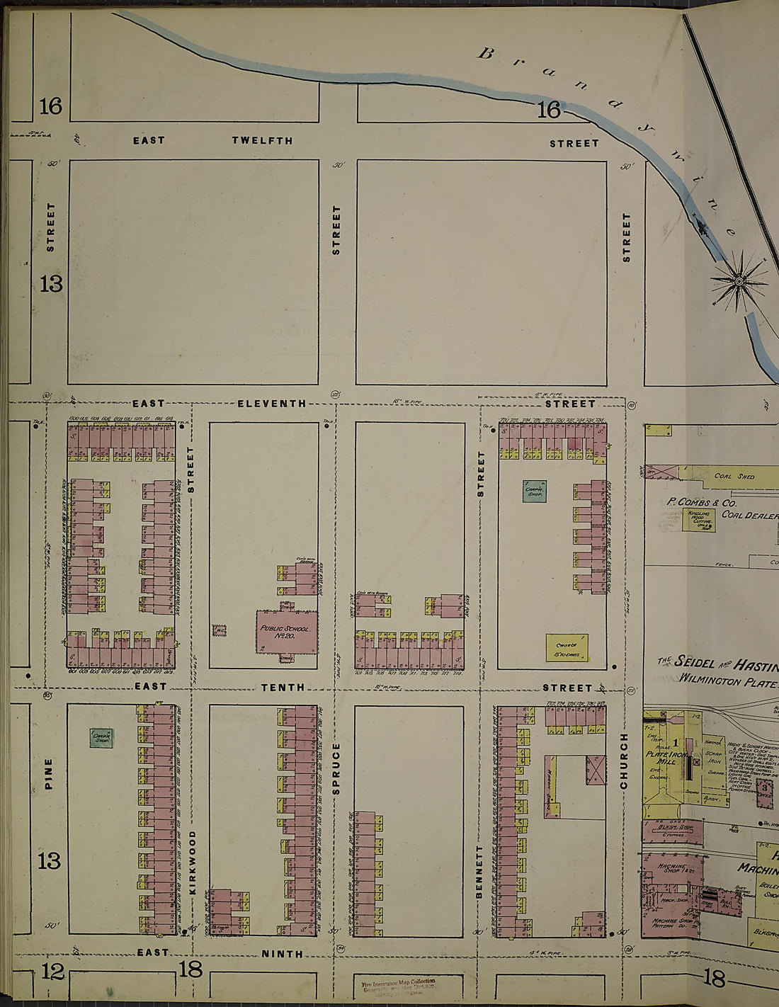 This old map of Wilmington, New Castle County, Delaware was created by Sanborn Map Company in 1884