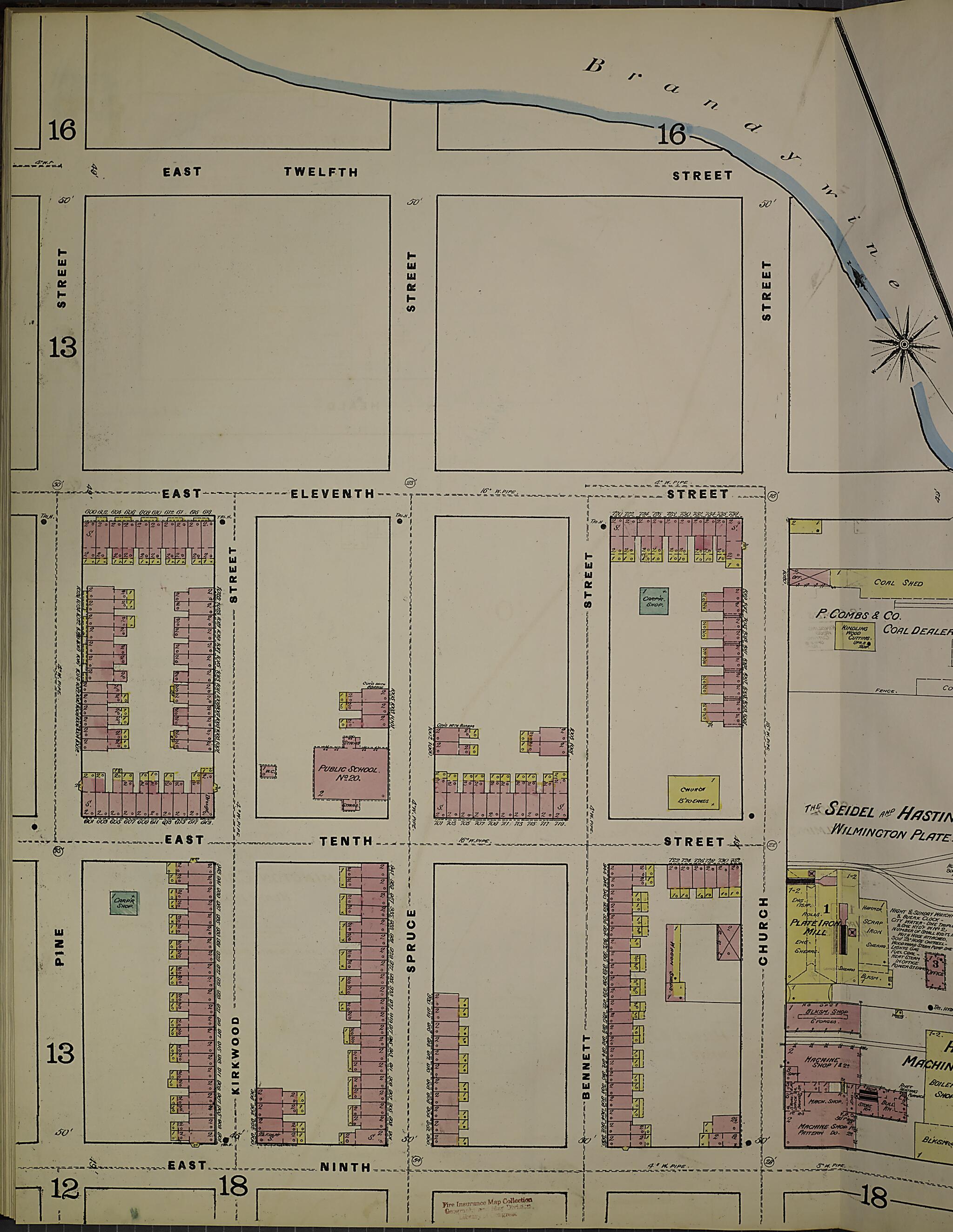 This old map of Wilmington, New Castle County, Delaware was created by Sanborn Map Company in 1884