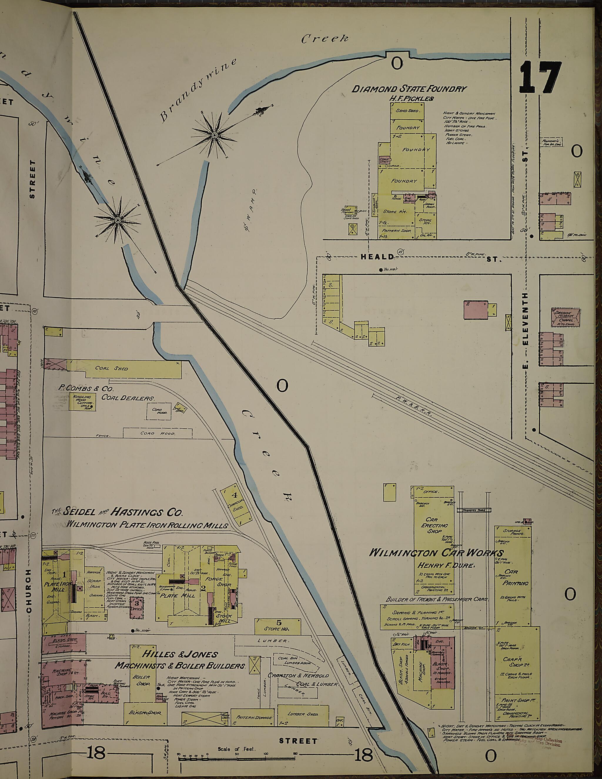 This old map of Wilmington, New Castle County, Delaware was created by Sanborn Map Company in 1884