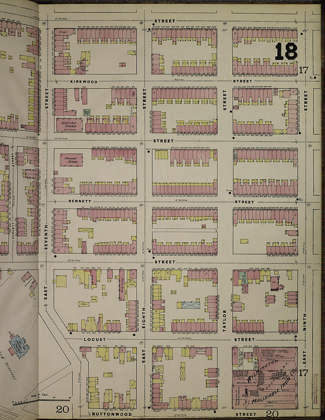 This old map of Wilmington, New Castle County, Delaware was created by Sanborn Map Company in 1884