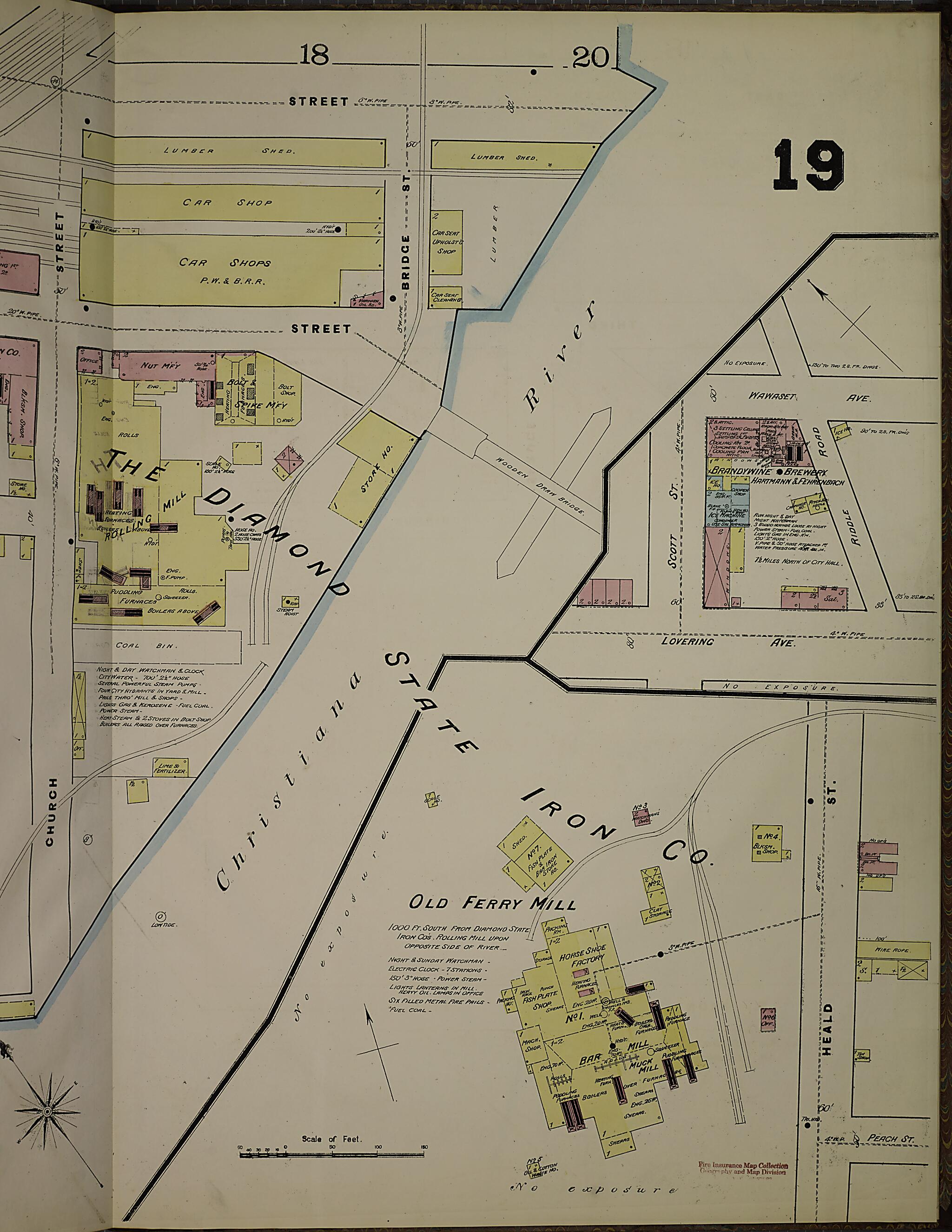 This old map of Wilmington, New Castle County, Delaware was created by Sanborn Map Company in 1884