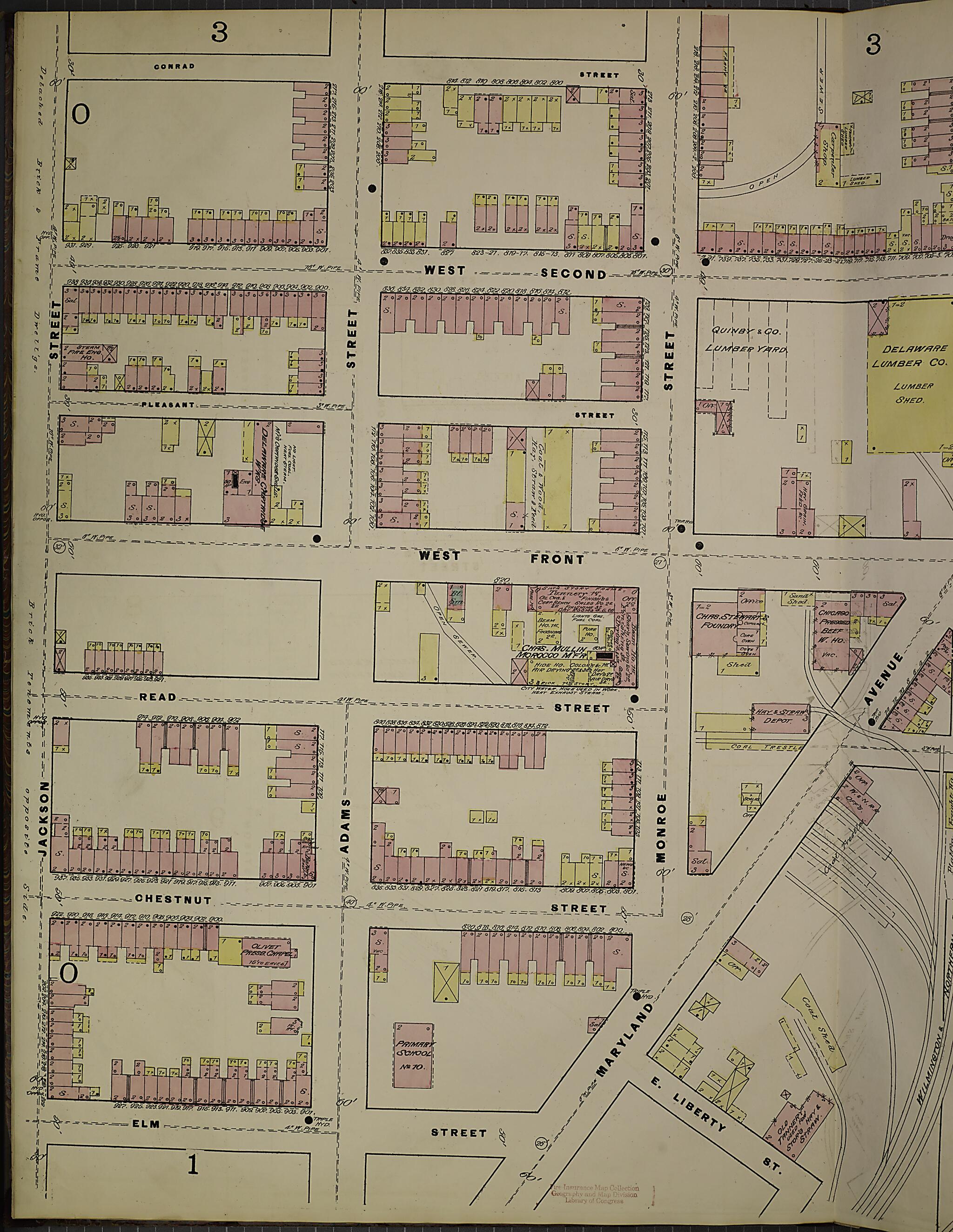 This old map of Wilmington, New Castle County, Delaware was created by Sanborn Map Company in 1884