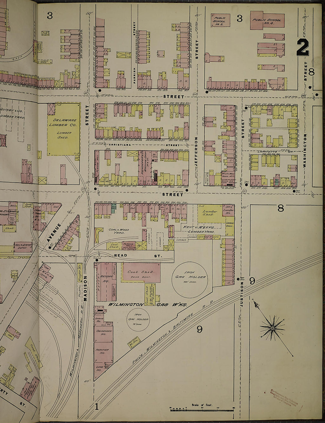 This old map of Wilmington, New Castle County, Delaware was created by Sanborn Map Company in 1884