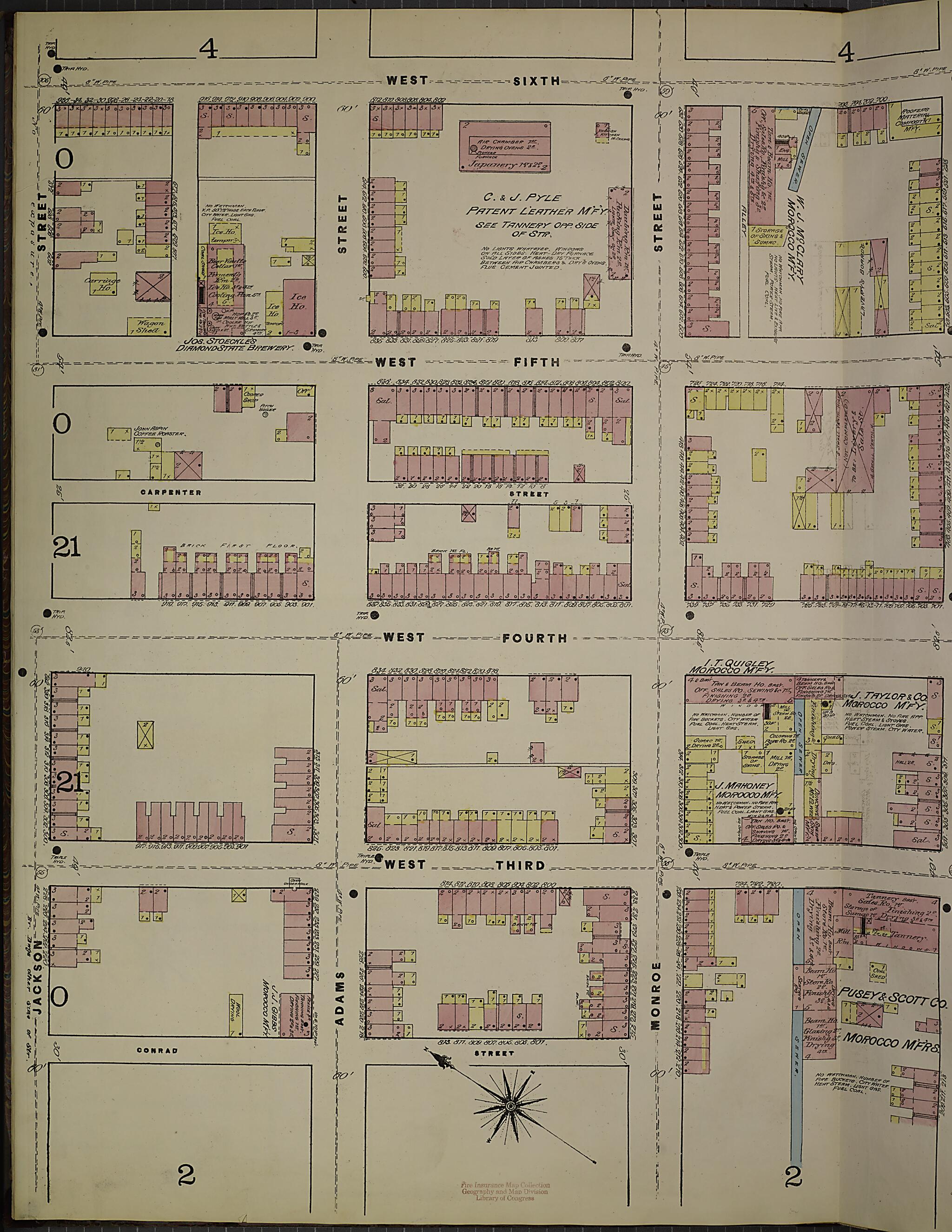 This old map of Wilmington, New Castle County, Delaware was created by Sanborn Map Company in 1884