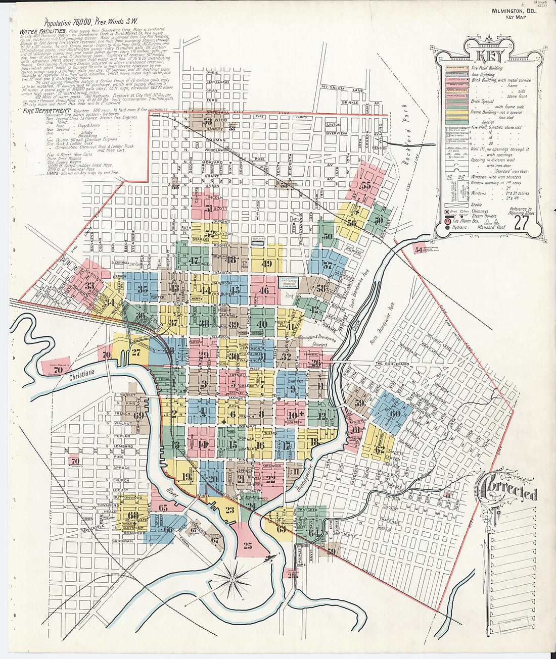 This old map of Wilmington, New Castle County, Delaware was created by Sanborn Map Company in 1901