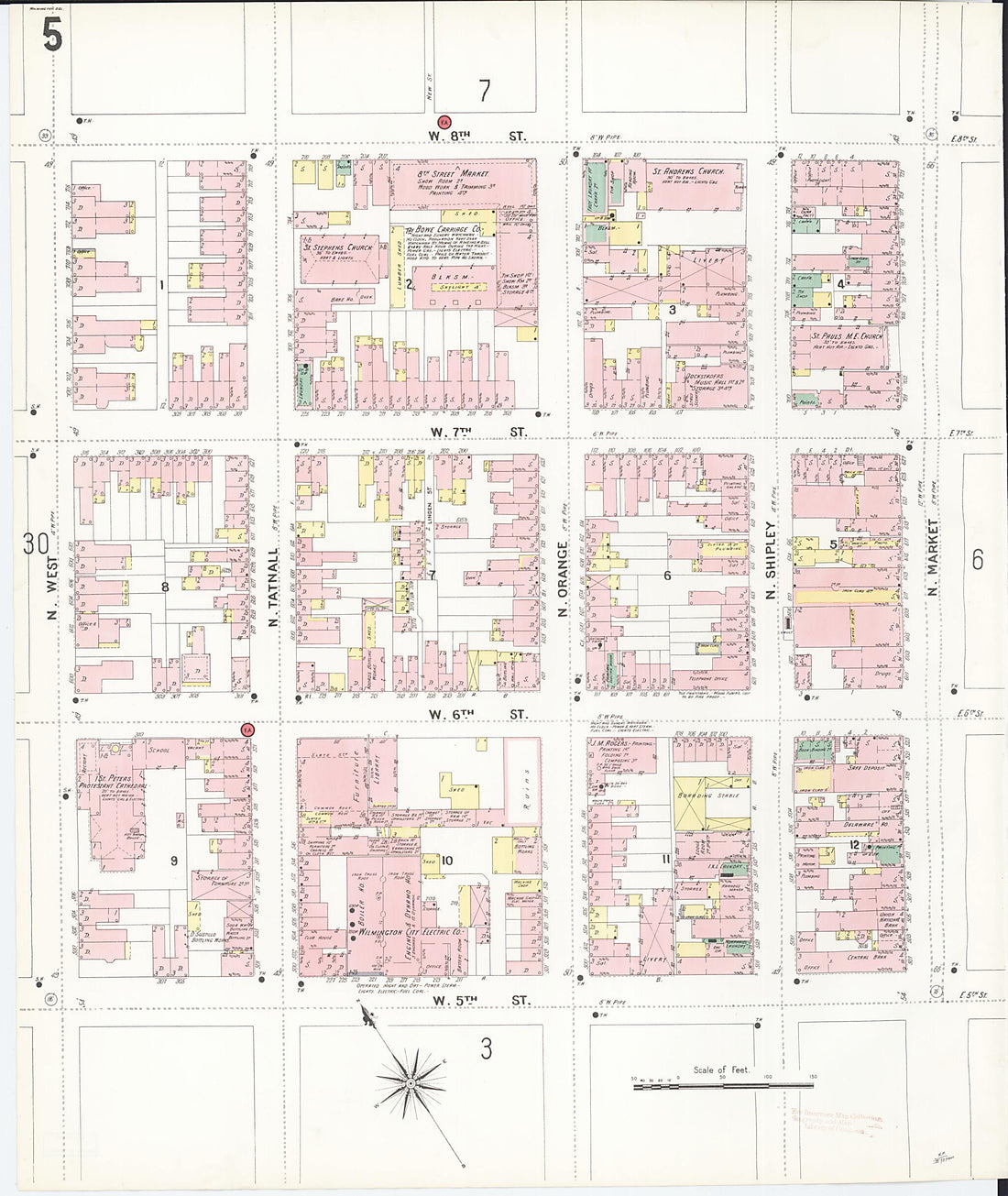 This old map of Wilmington, New Castle County, Delaware was created by Sanborn Map Company in 1901