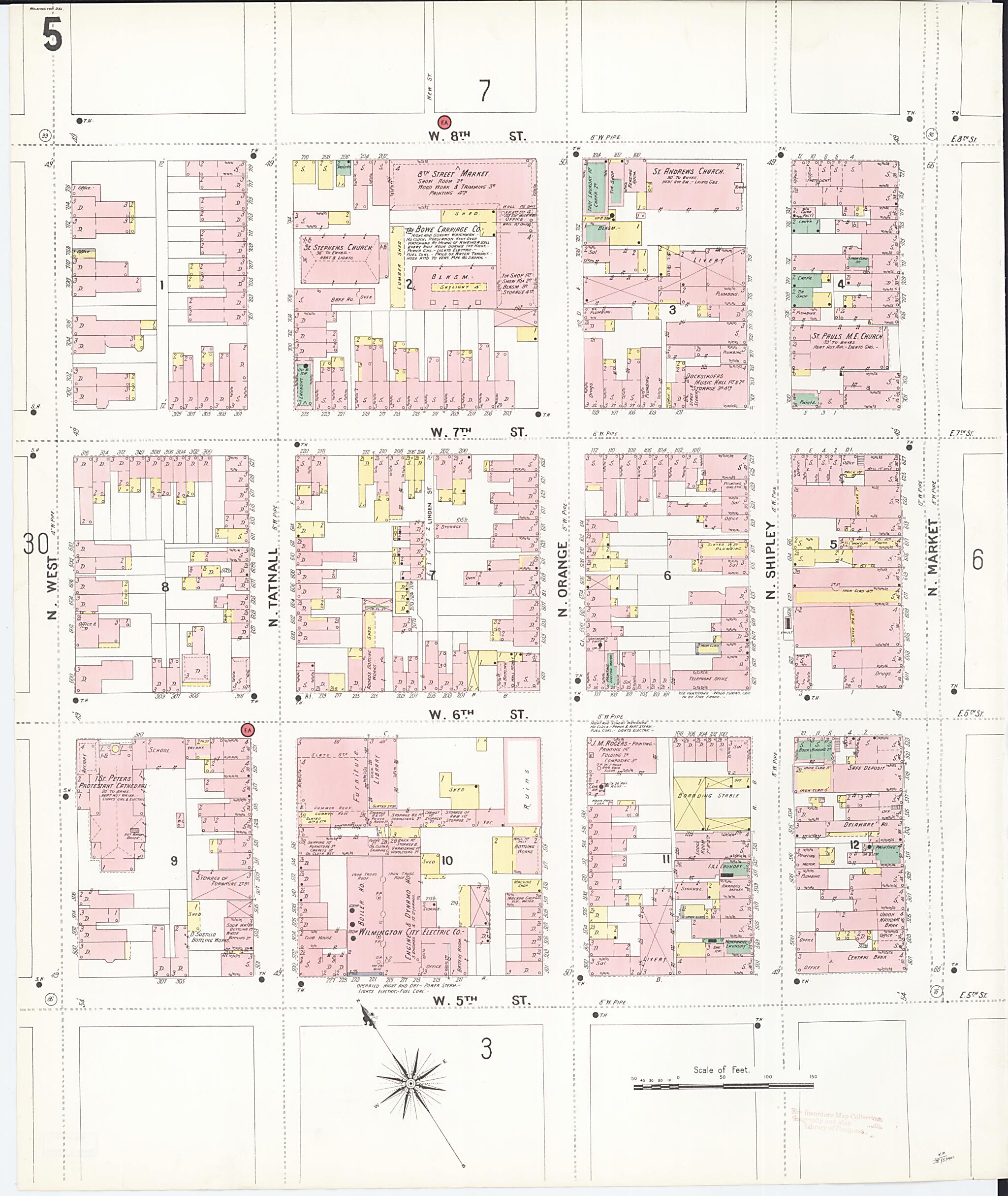 This old map of Wilmington, New Castle County, Delaware was created by Sanborn Map Company in 1901