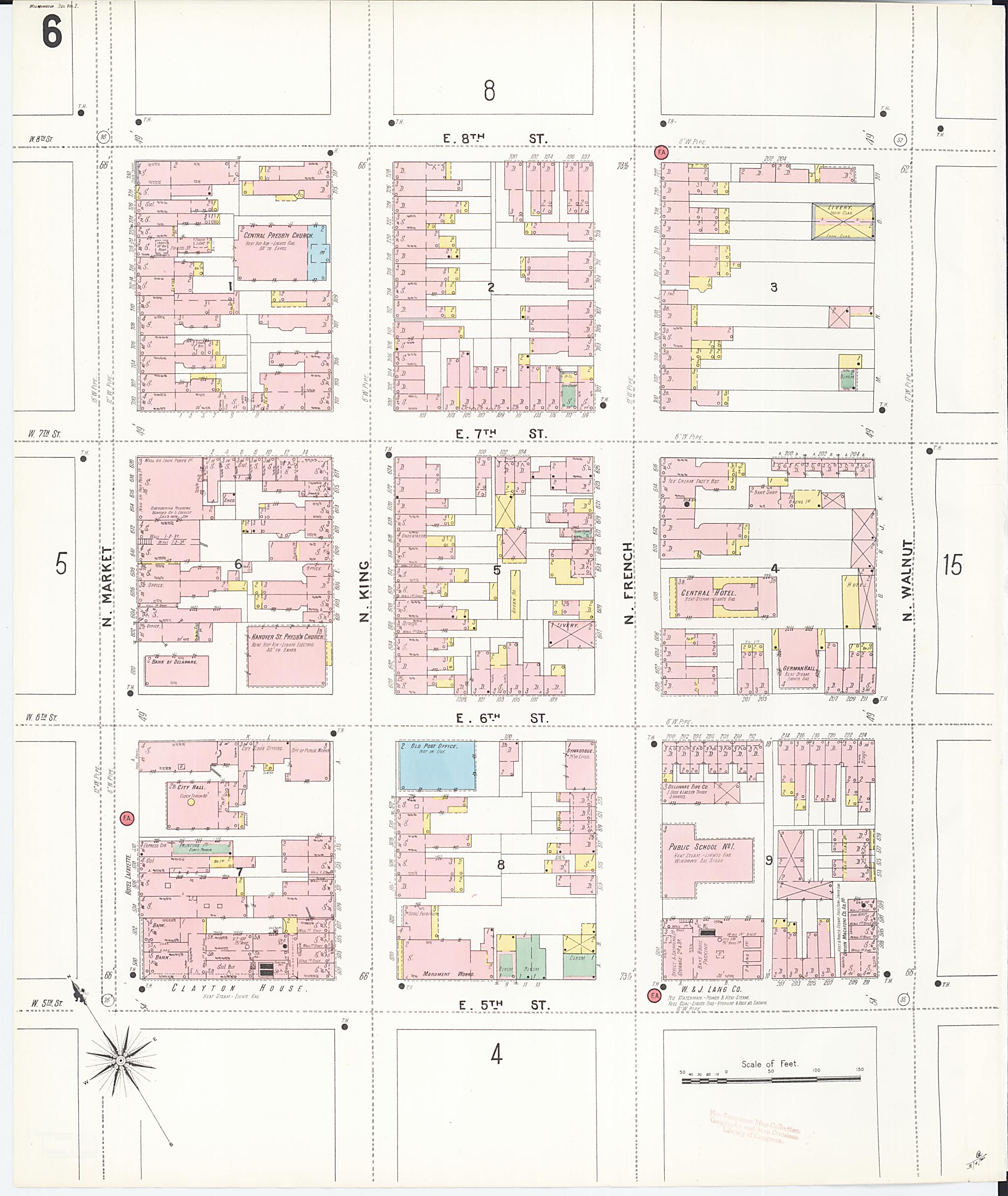 This old map of Wilmington, New Castle County, Delaware was created by Sanborn Map Company in 1901
