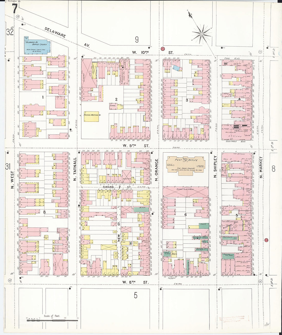This old map of Wilmington, New Castle County, Delaware was created by Sanborn Map Company in 1901