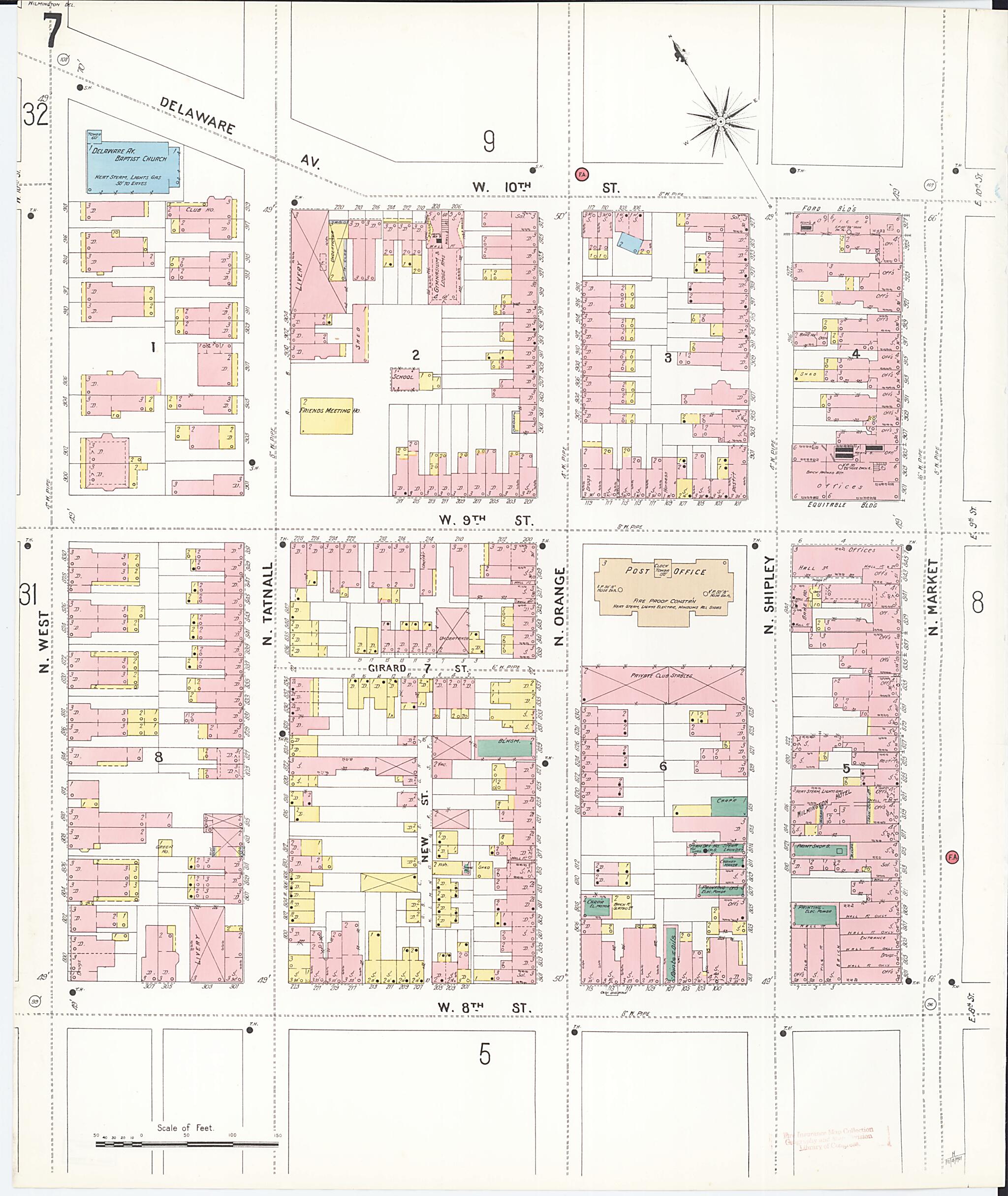 This old map of Wilmington, New Castle County, Delaware was created by Sanborn Map Company in 1901