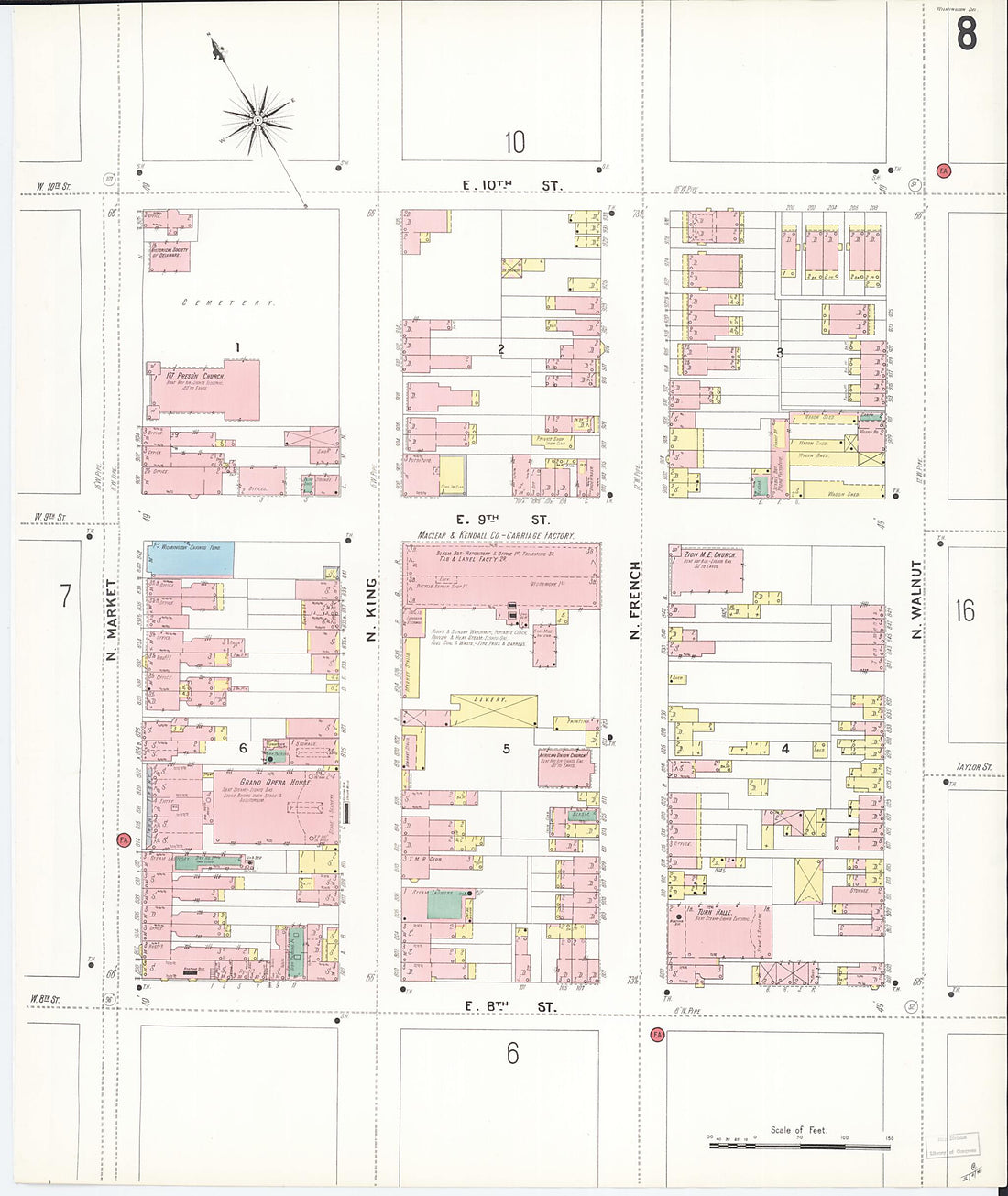 This old map of Wilmington, New Castle County, Delaware was created by Sanborn Map Company in 1901