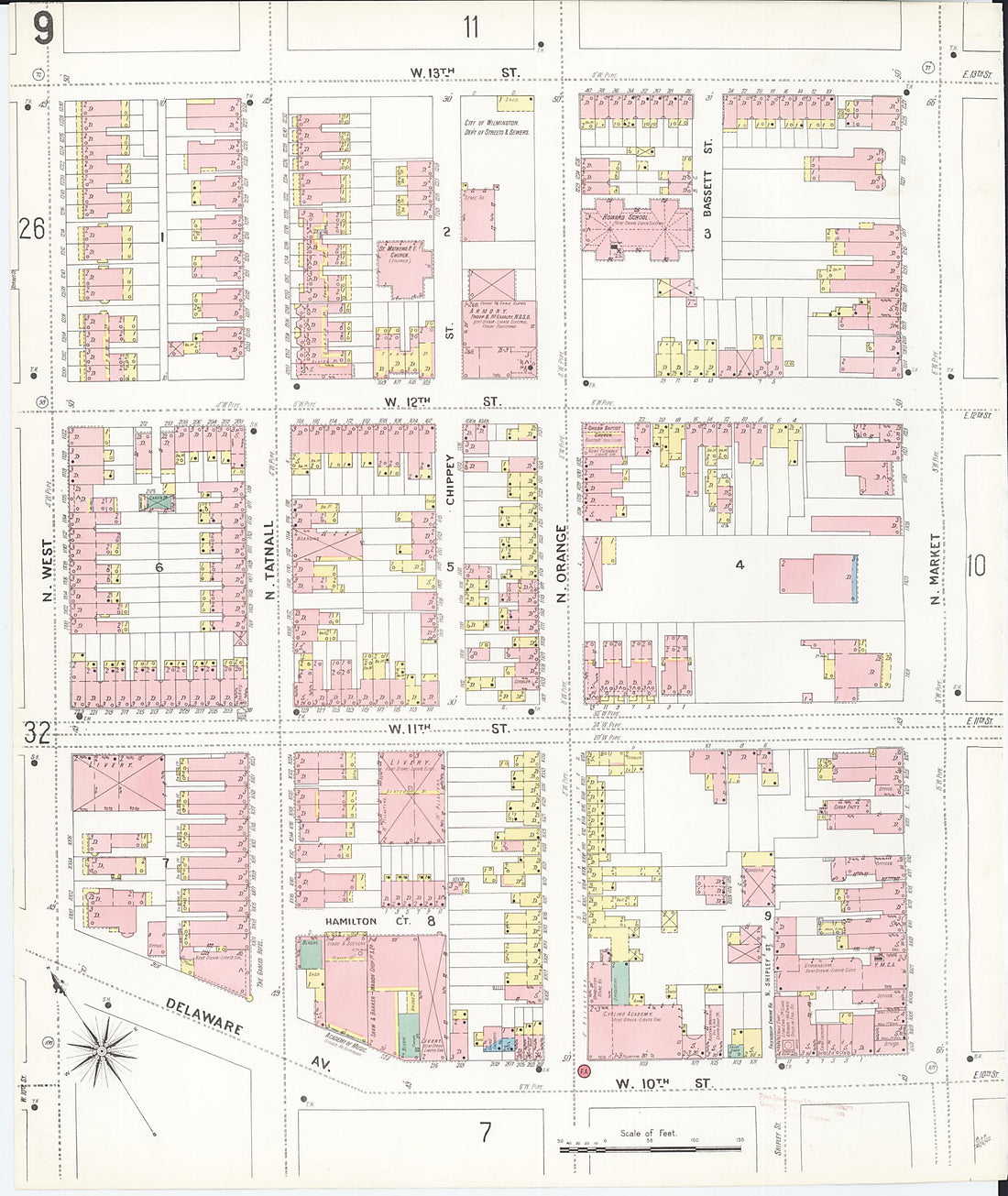This old map of Wilmington, New Castle County, Delaware was created by Sanborn Map Company in 1901