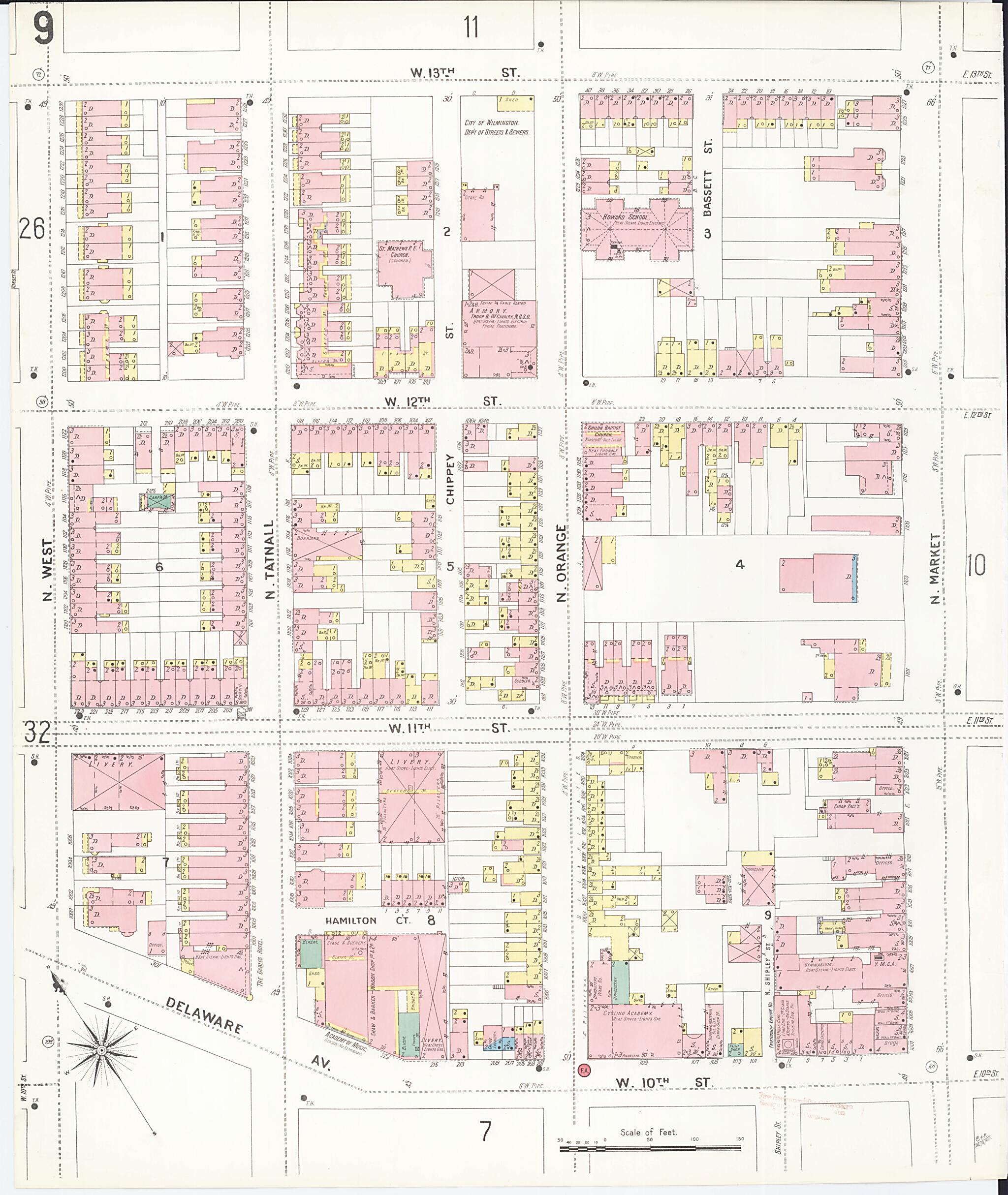This old map of Wilmington, New Castle County, Delaware was created by Sanborn Map Company in 1901