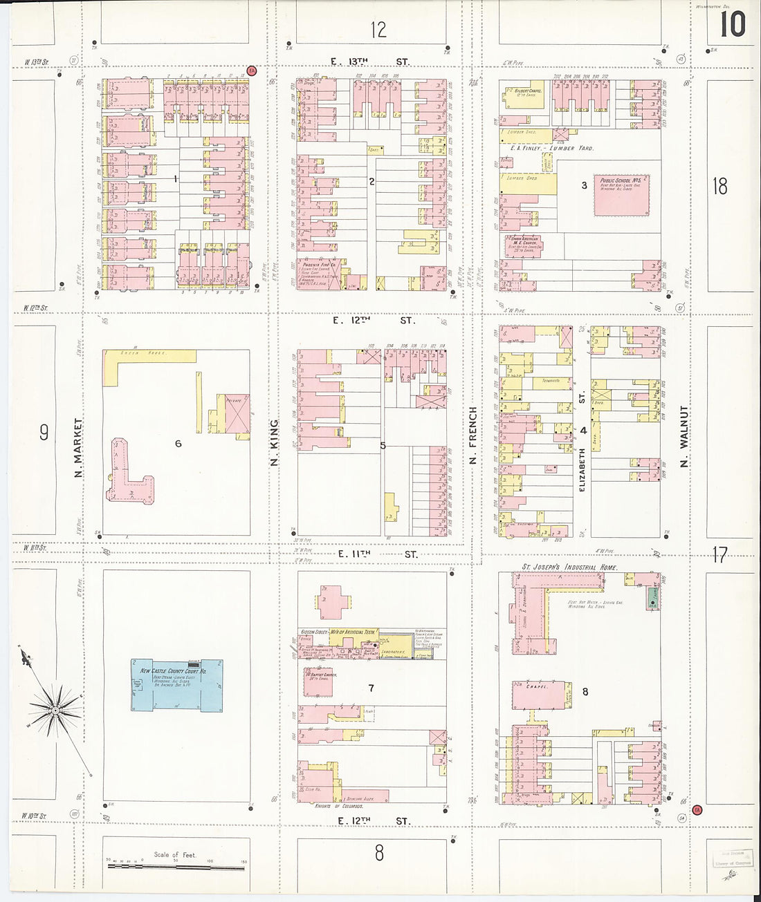 This old map of Wilmington, New Castle County, Delaware was created by Sanborn Map Company in 1901