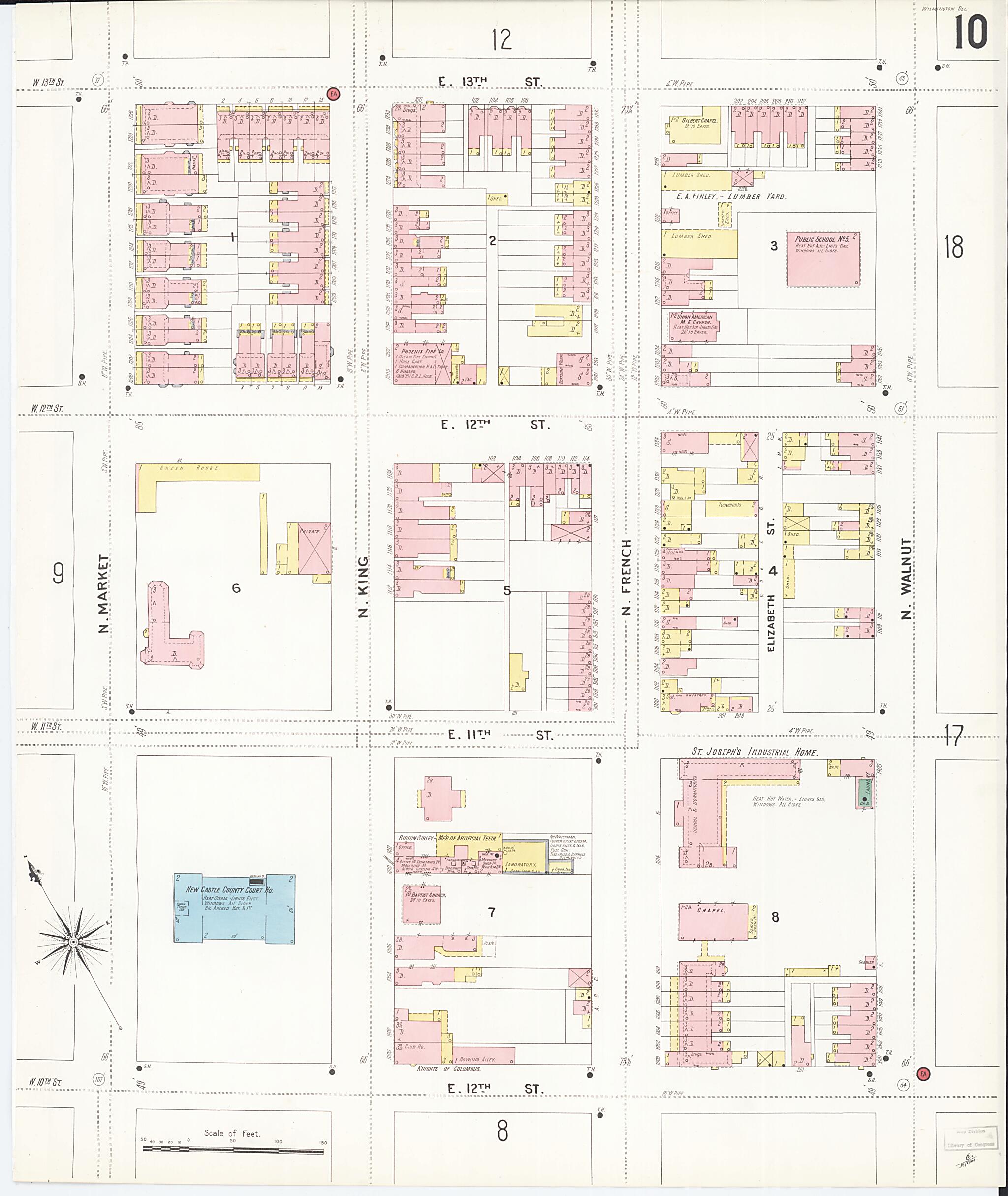 This old map of Wilmington, New Castle County, Delaware was created by Sanborn Map Company in 1901