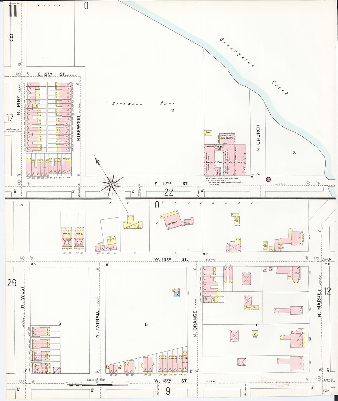This old map of Wilmington, New Castle County, Delaware was created by Sanborn Map Company in 1901