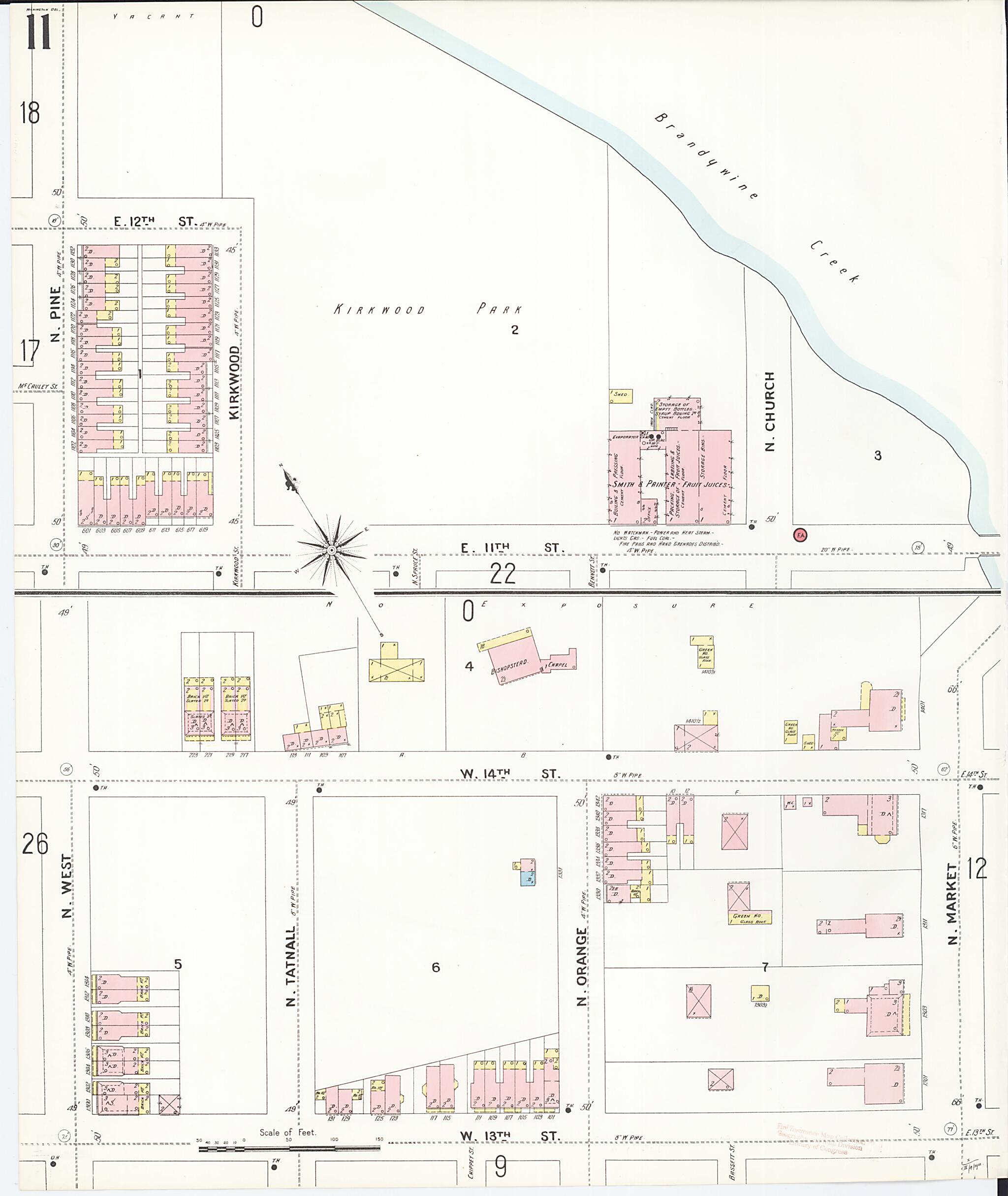 This old map of Wilmington, New Castle County, Delaware was created by Sanborn Map Company in 1901