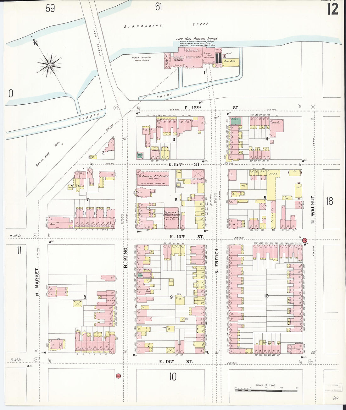 This old map of Wilmington, New Castle County, Delaware was created by Sanborn Map Company in 1901